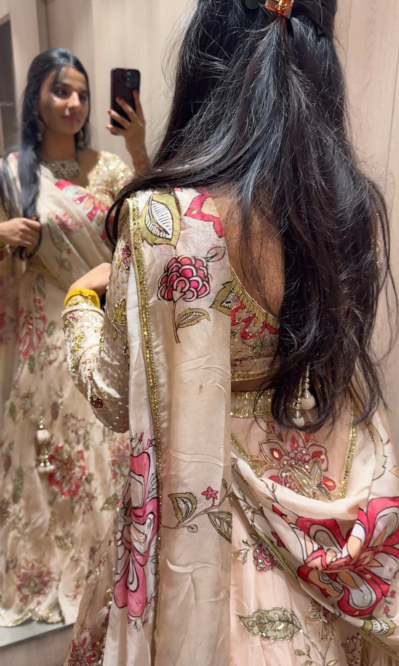 Light peach FLORAL Lehenga