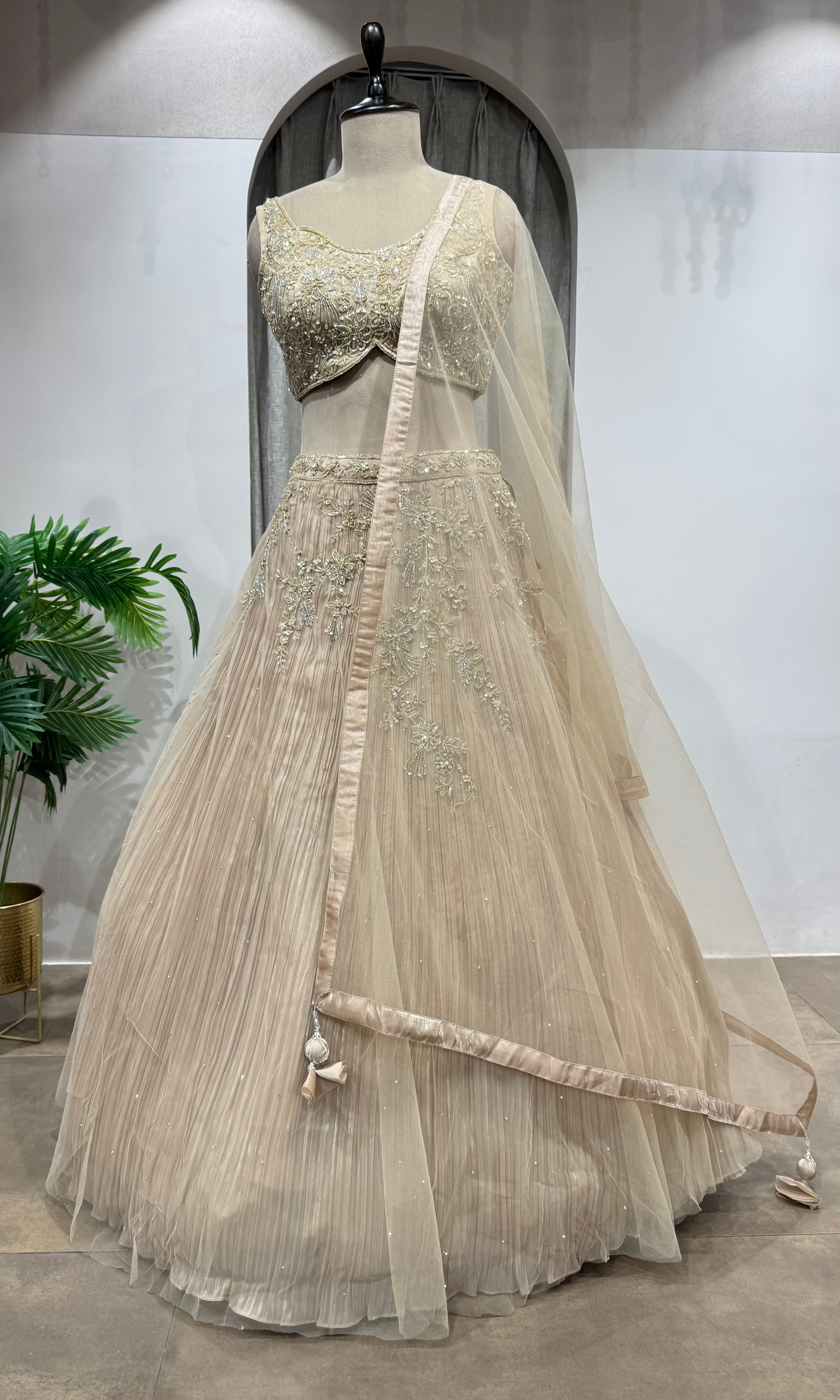 GOLD pleated Embroidered lehenga choli