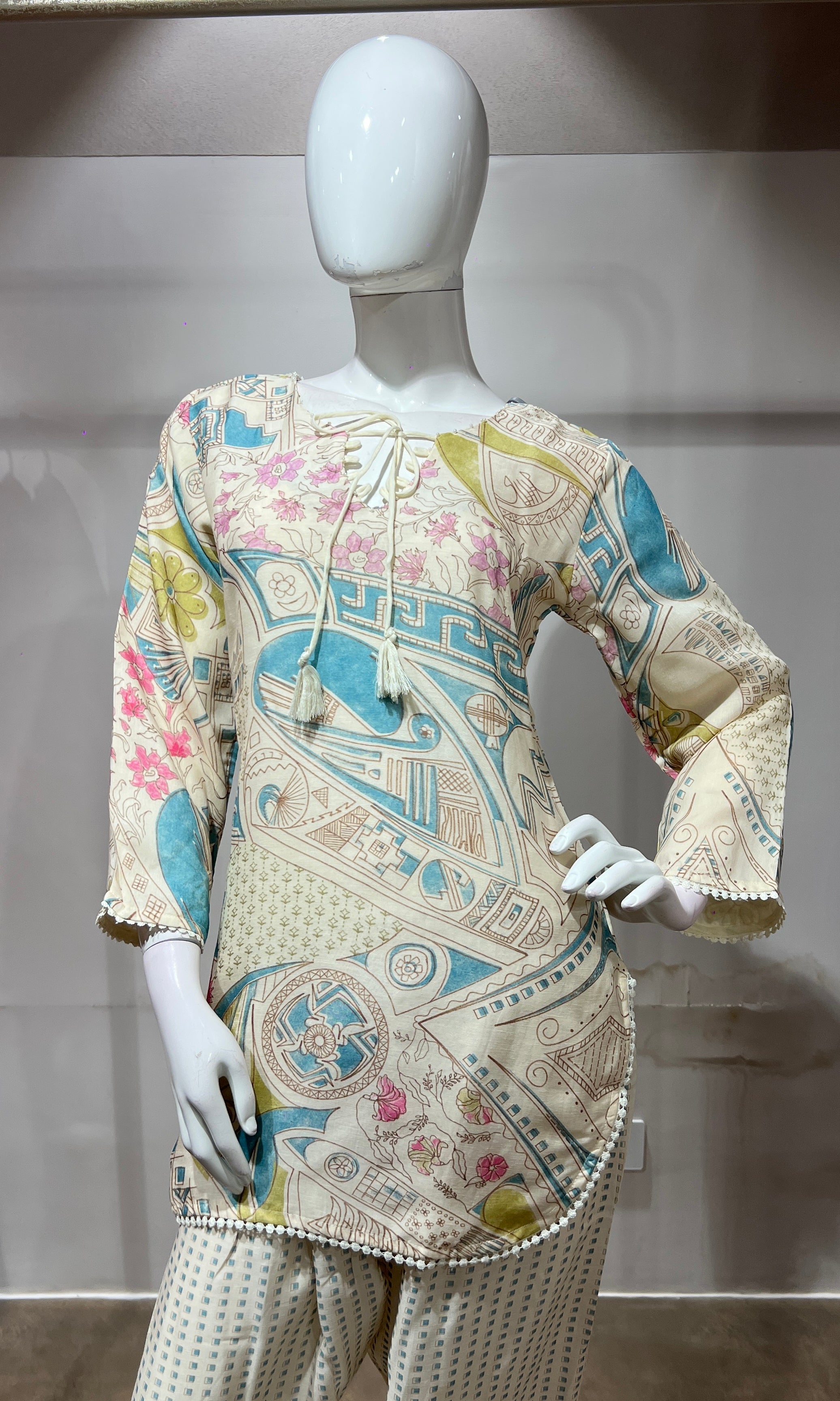 Blue Pastel Floral Printed Farsi salwar