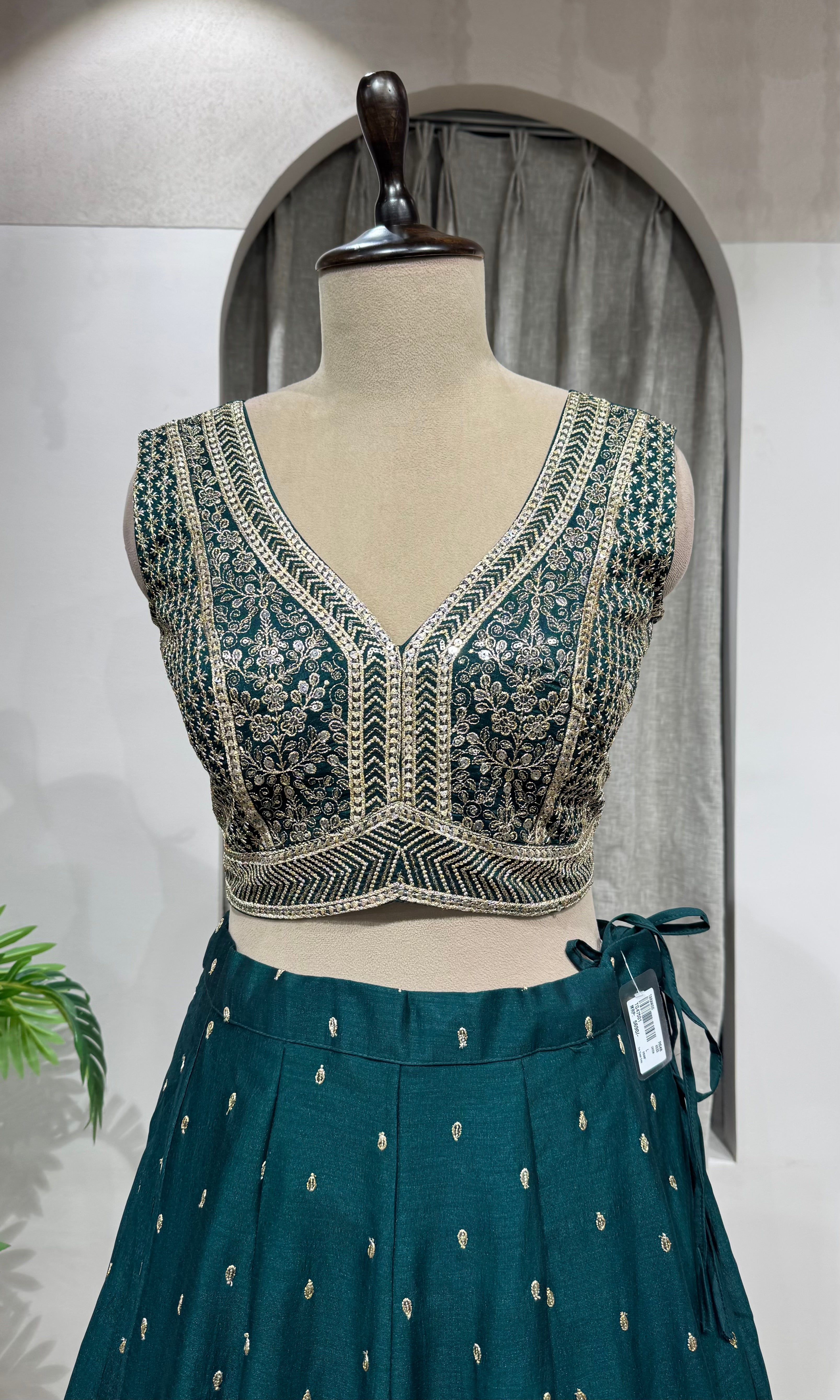 Green Embroidered Lehenga Choli with Sequin