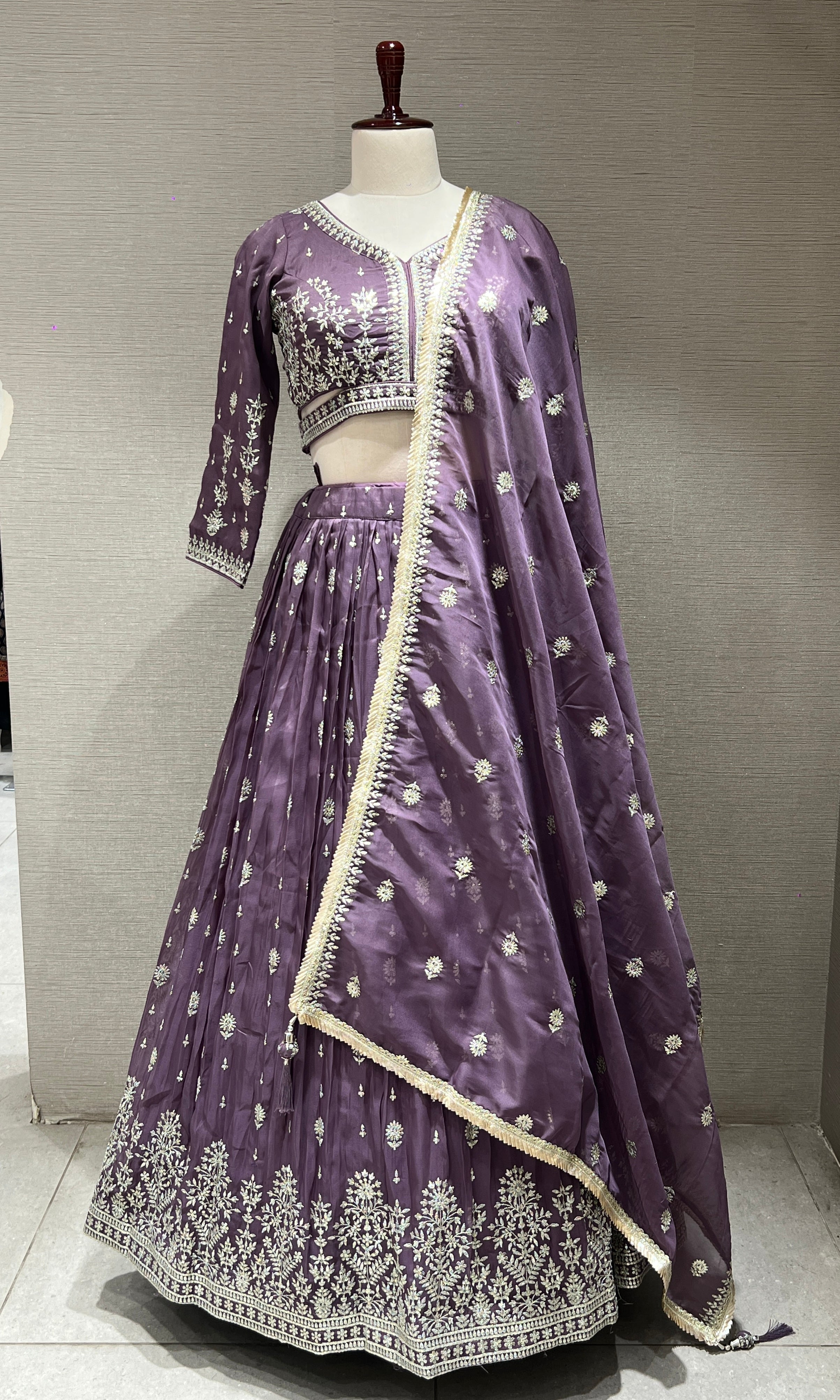 purple embroidered sequinned lehenga choli