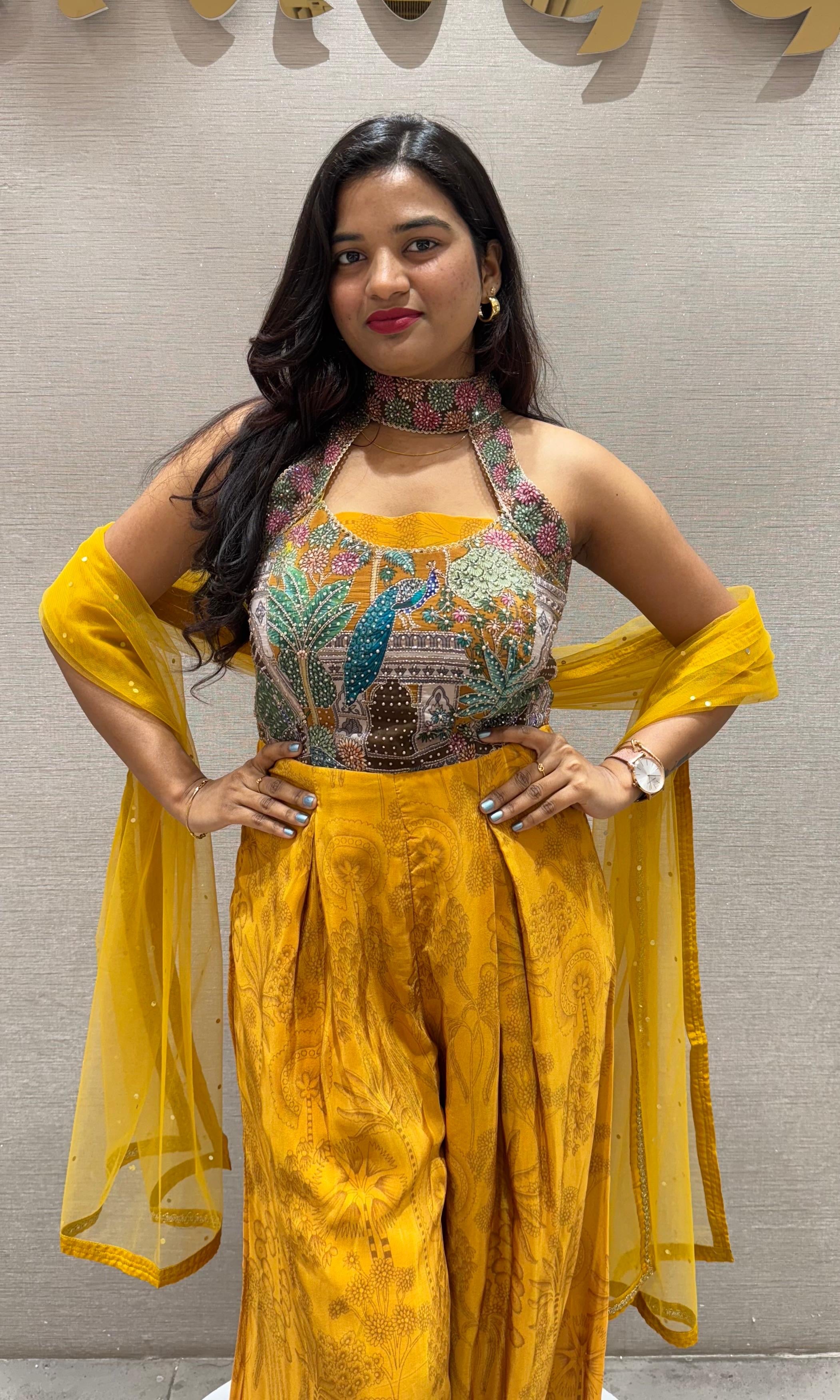 Mustard yellow PEACOCK JUMPSUIT