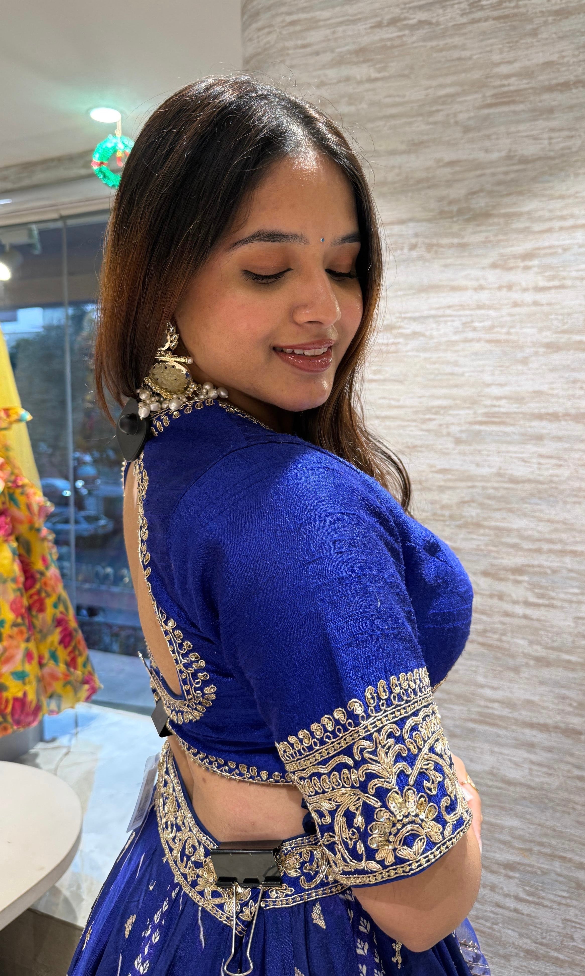 Blue golden embroidered Lehenga