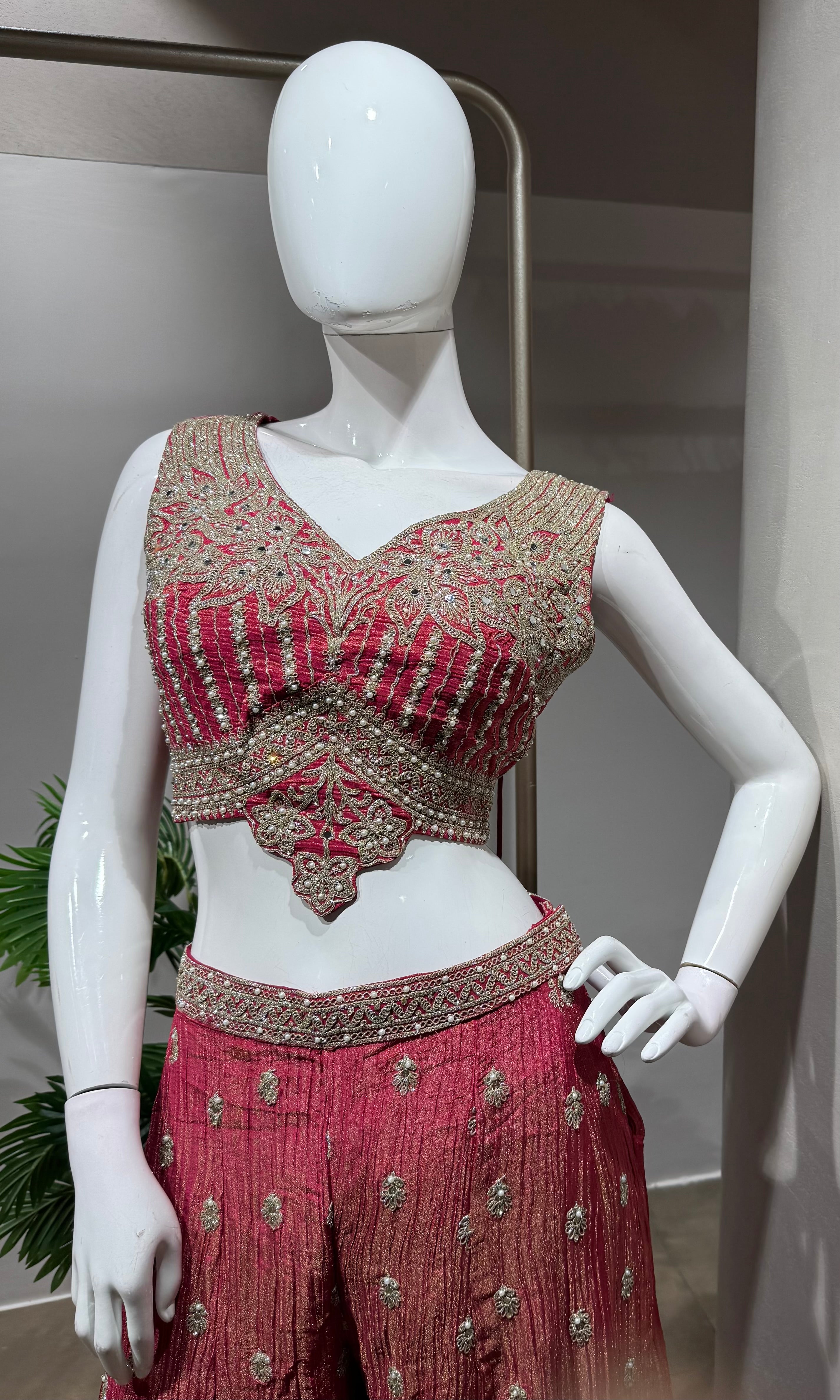 Rani Silk Palazzo with Zari and Sequin Detailing