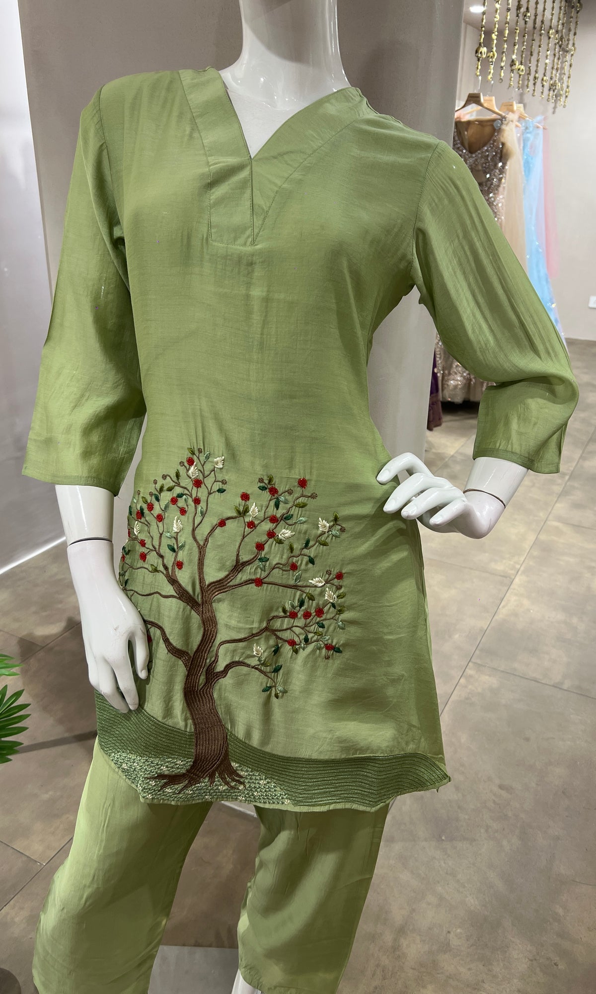 GREEN ETHNIC CORD SET