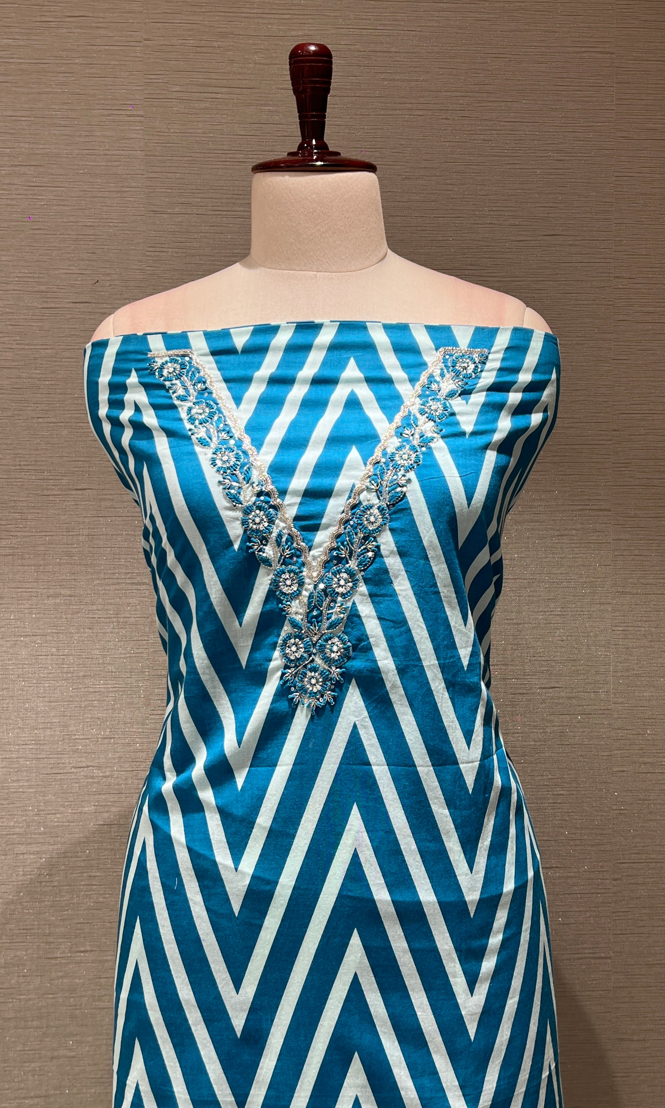 Blue floral dress material