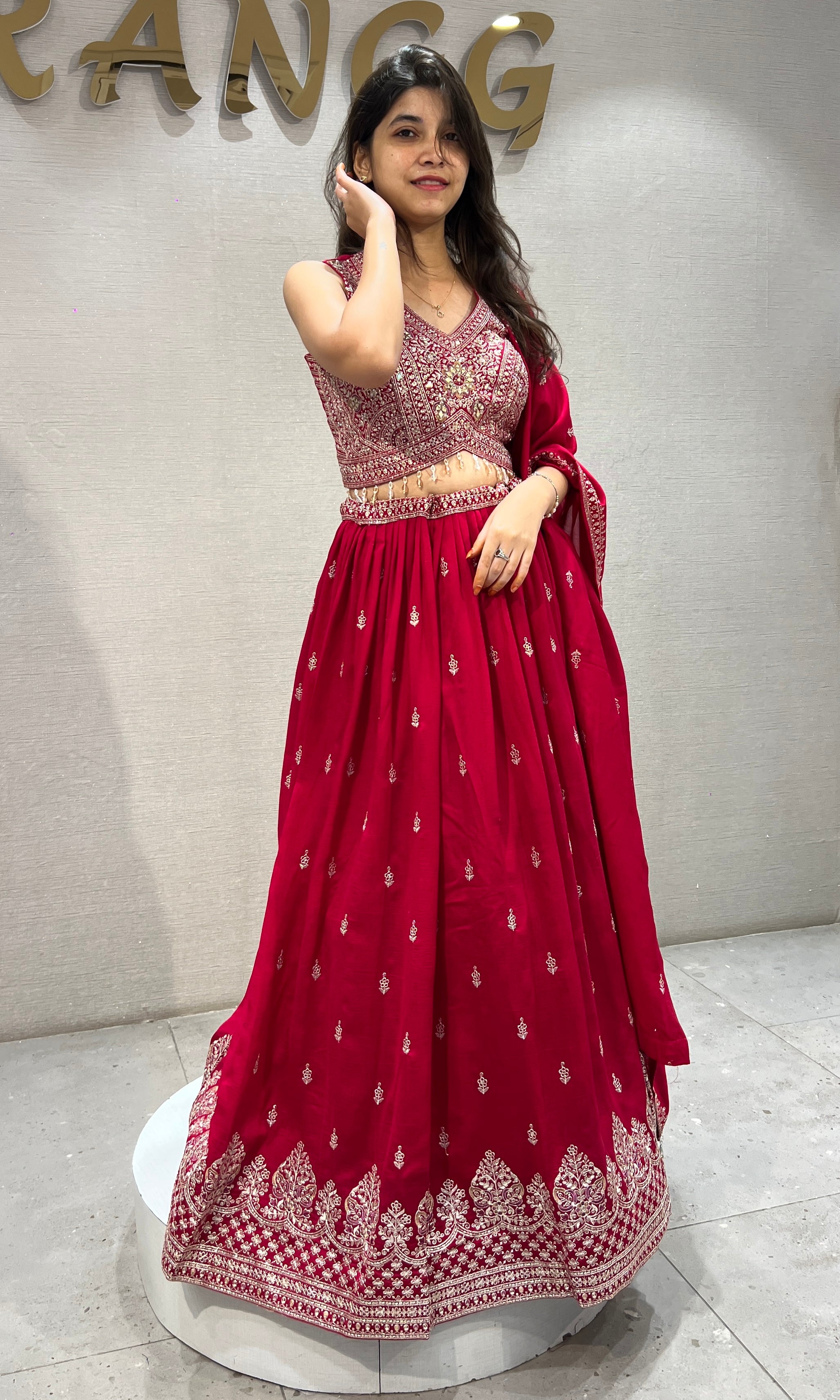 pink raw silk embroidered lehenga set