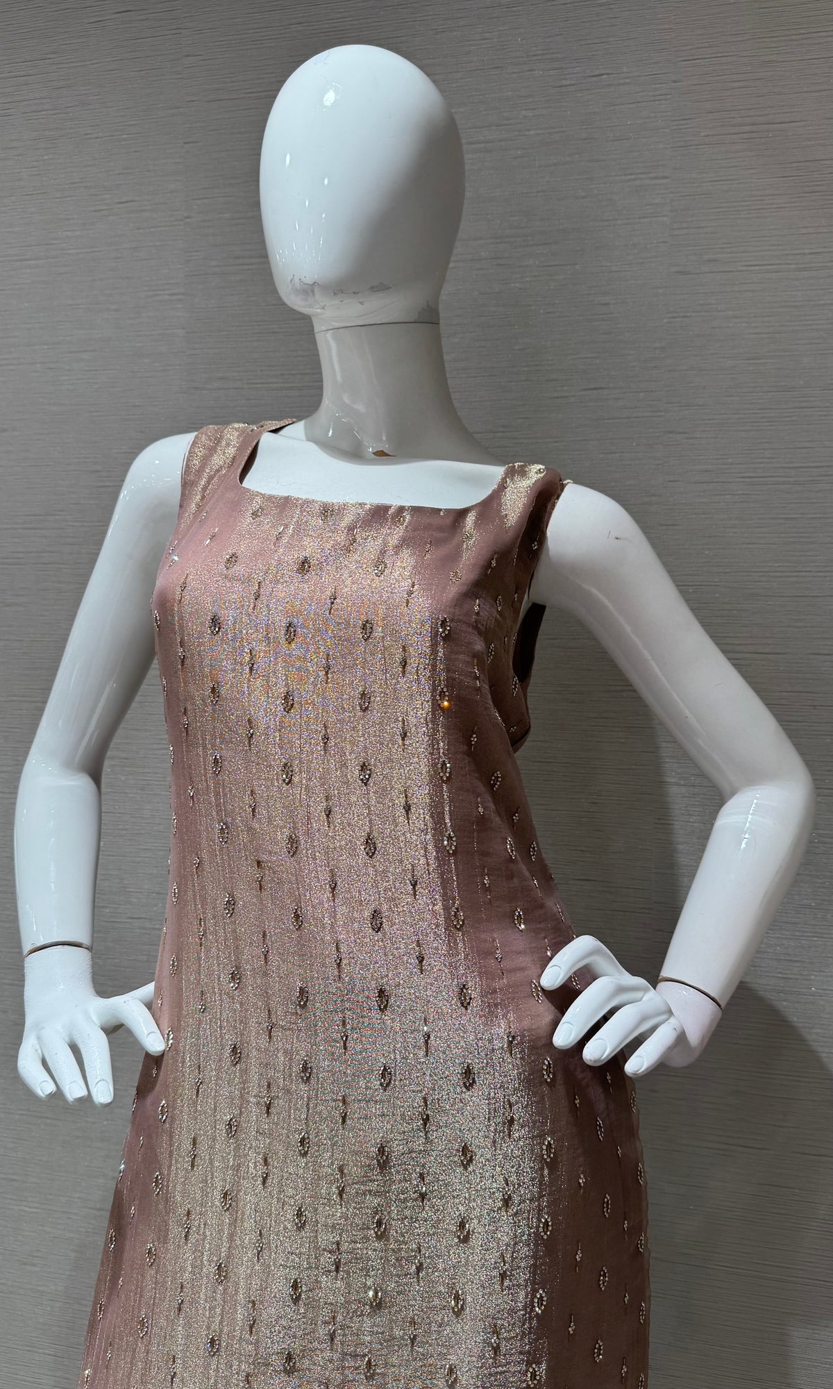 Onion Pink Tissue silk Kurta Set with Dupatta