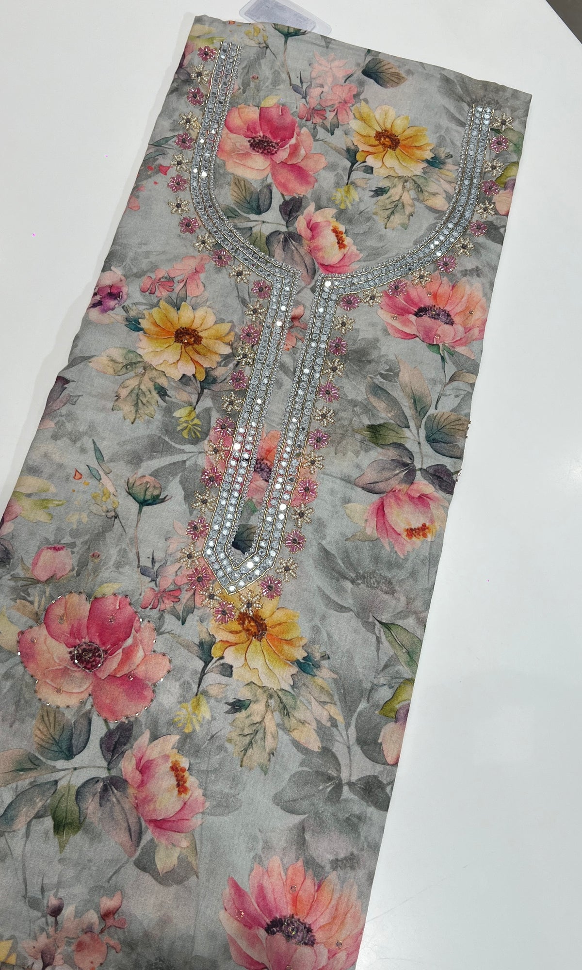 Sea blue dress material