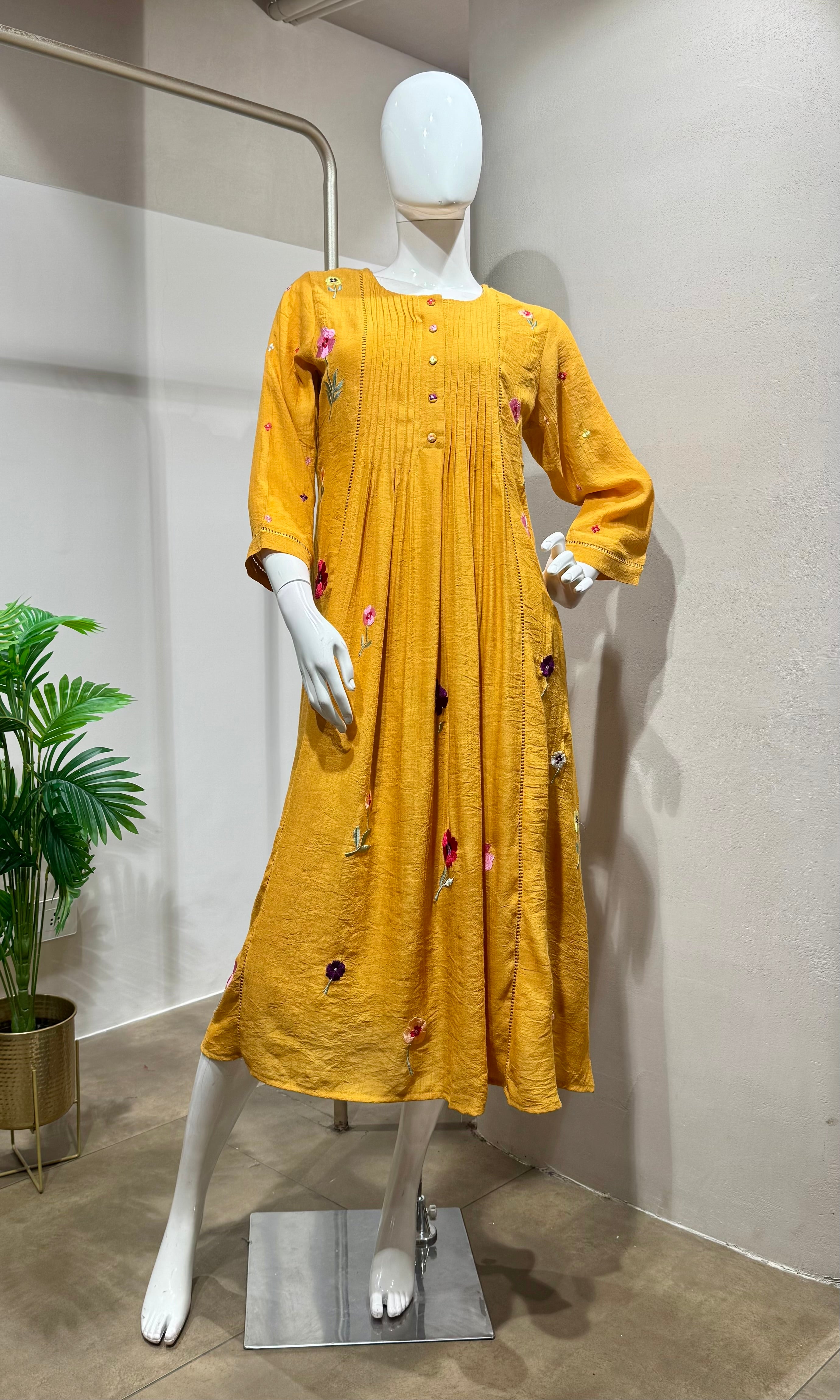 Yellow Embroidered Ethnic KURTA