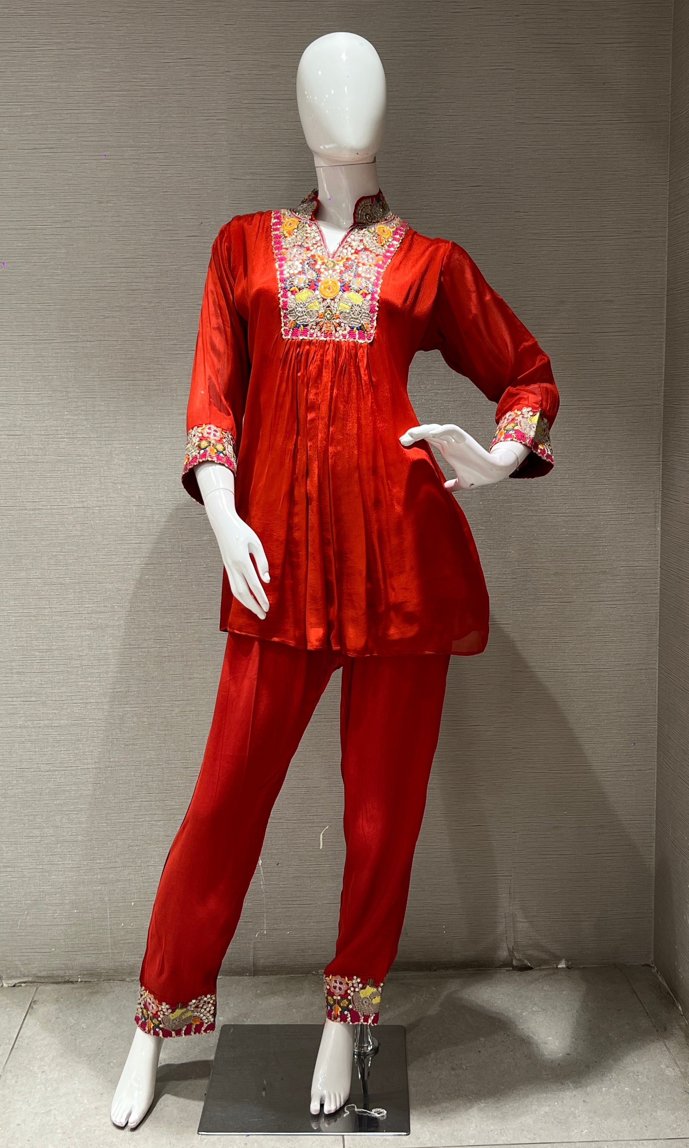 RUST FLORAL KURTI TOP