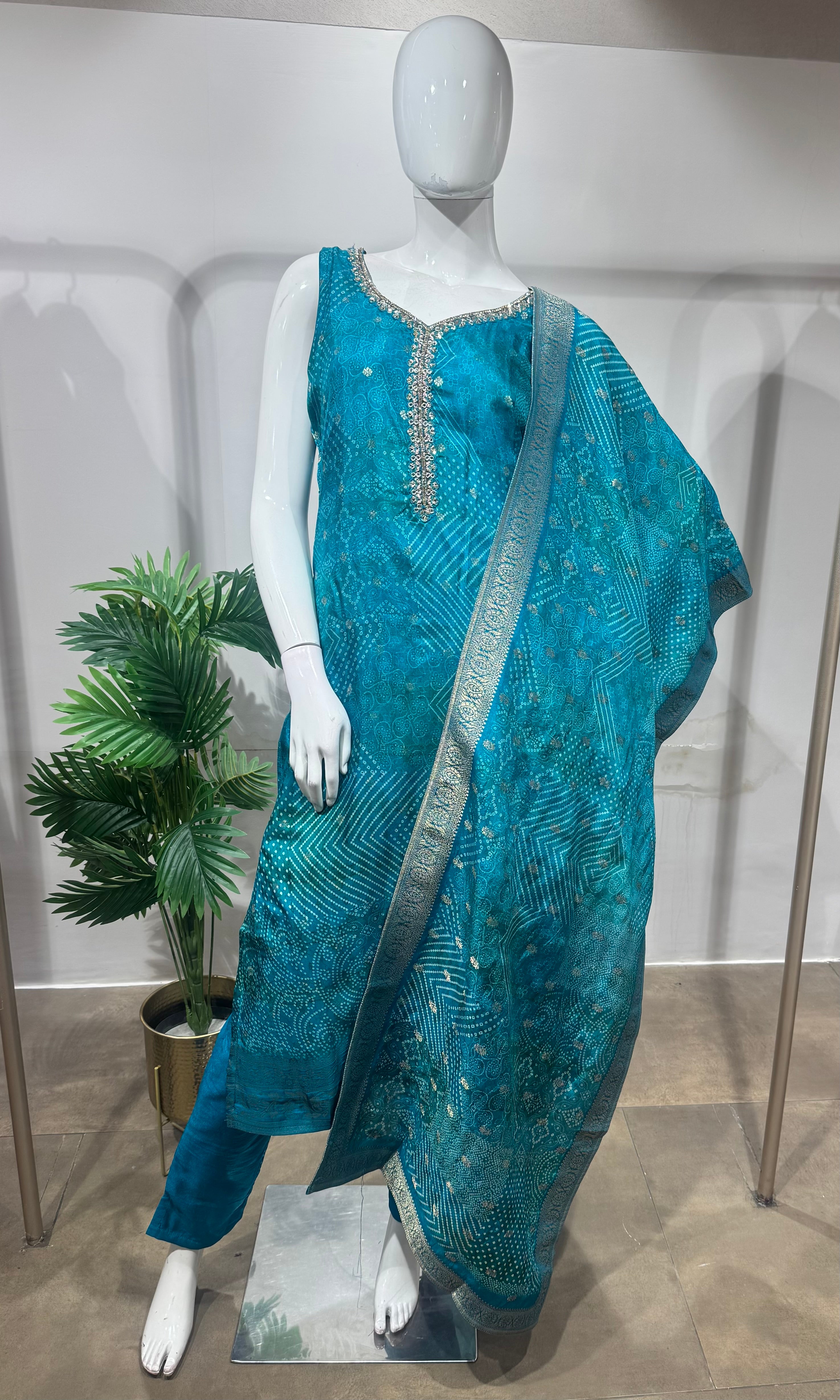 RAMA Bandhani print silk kurta set