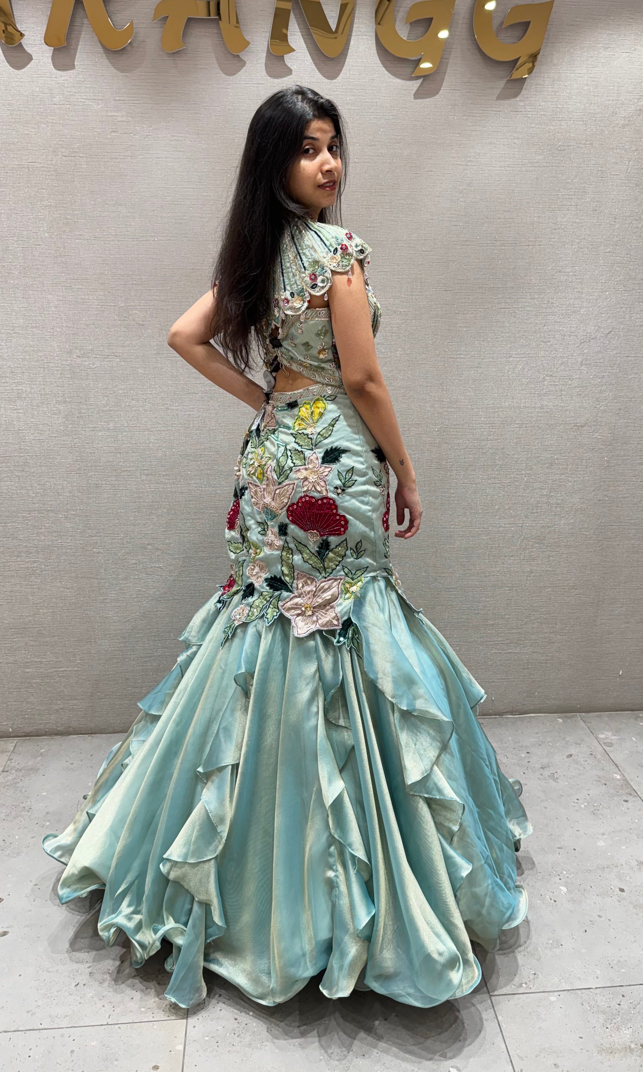 AQUA Embellished Fish Cut Lehenga