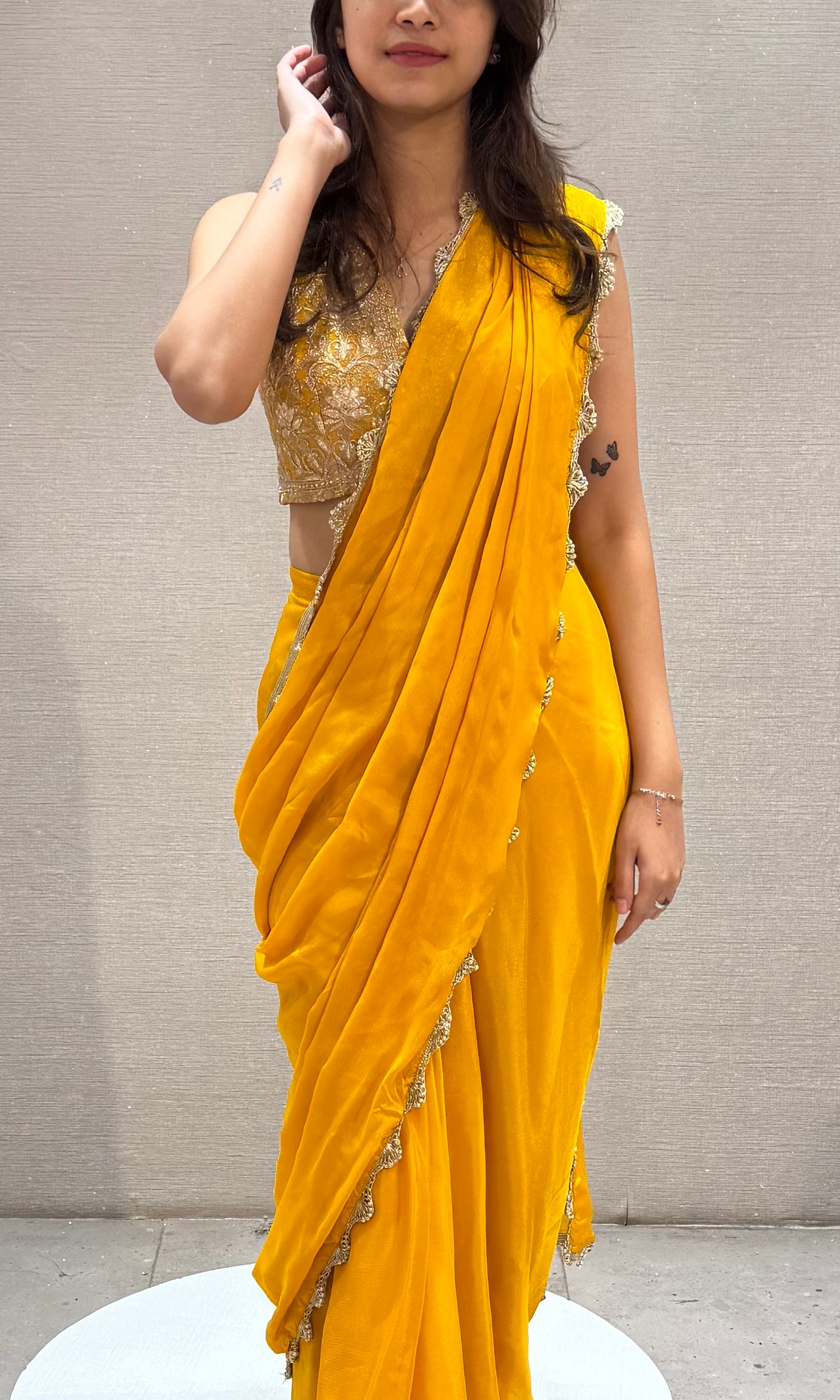 Yellow sunshine Elegance drape saree
