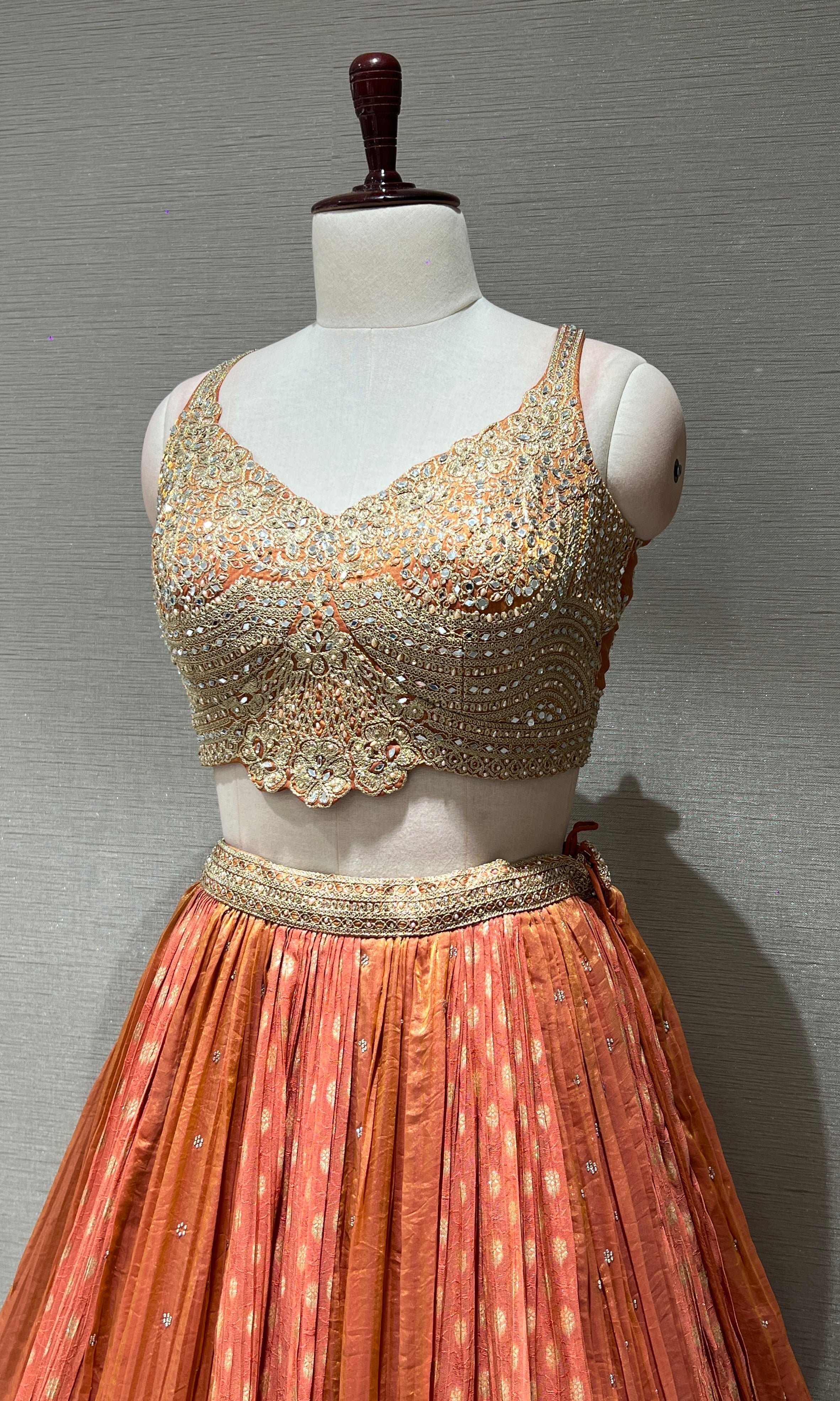 RUST GOLDEN EMBROIDERED LEHENGA