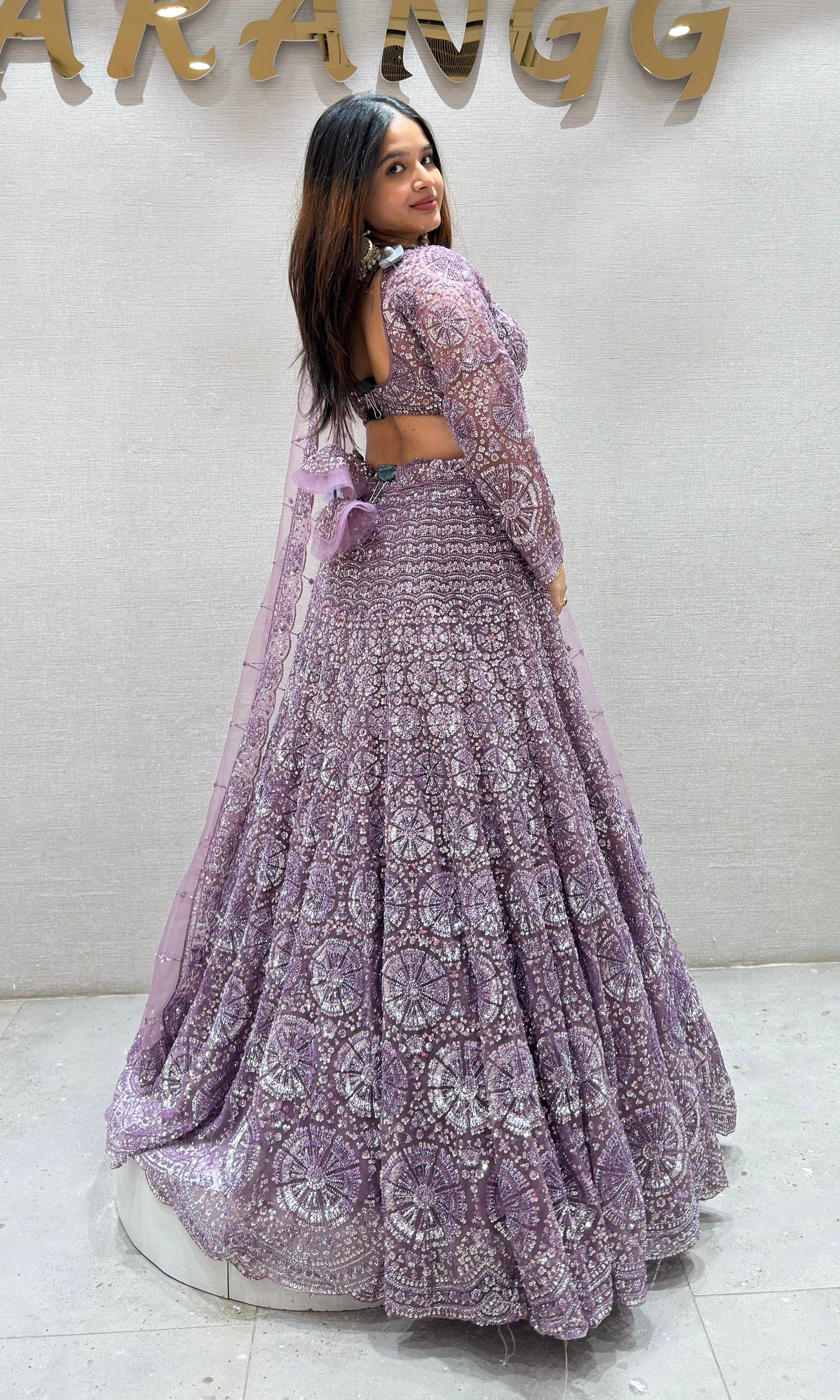 Light PURPLE HEAVY EMBROIDERED Lehenga