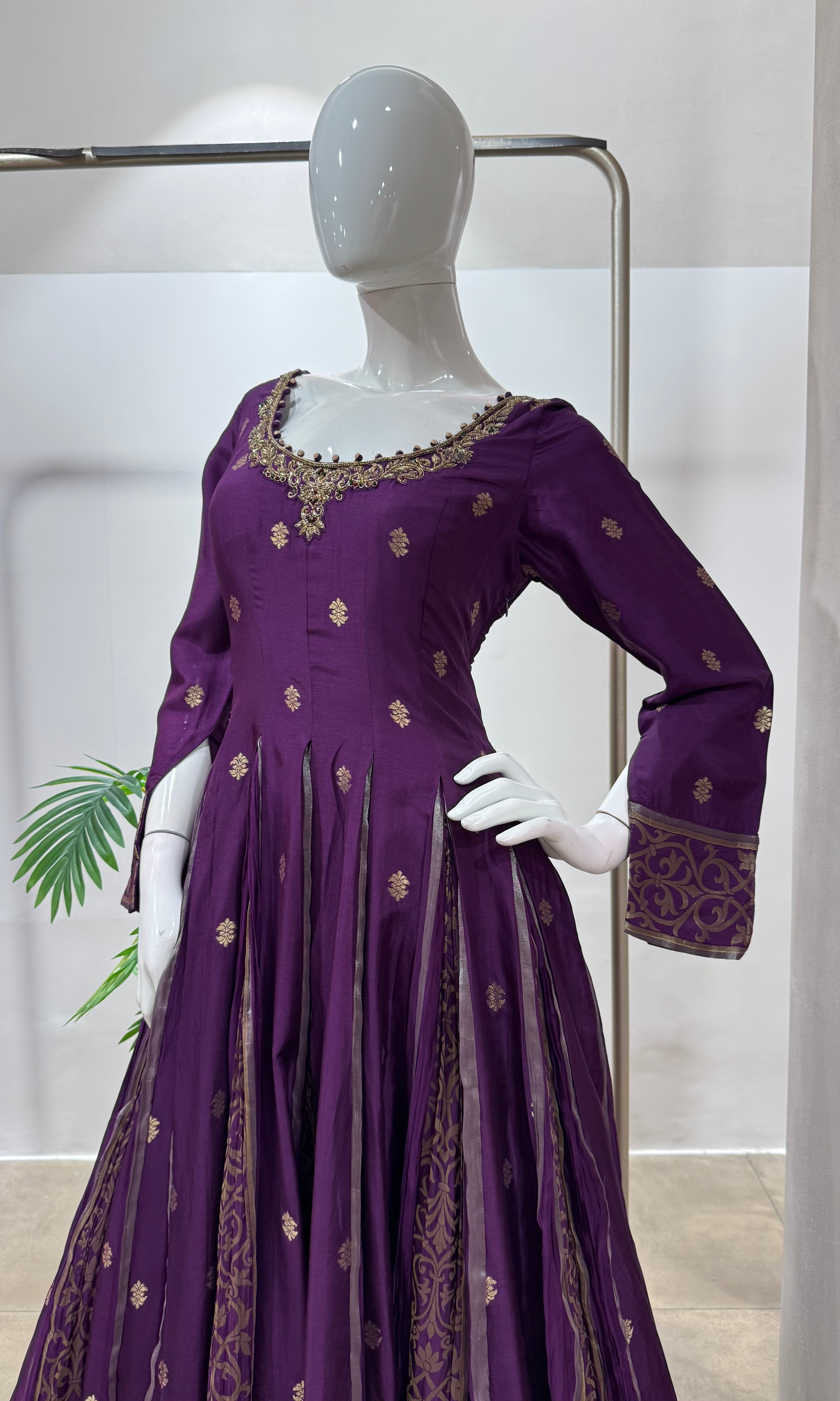 REGAL PURPLE GOLDEN EMBROIDERED ANARKALI