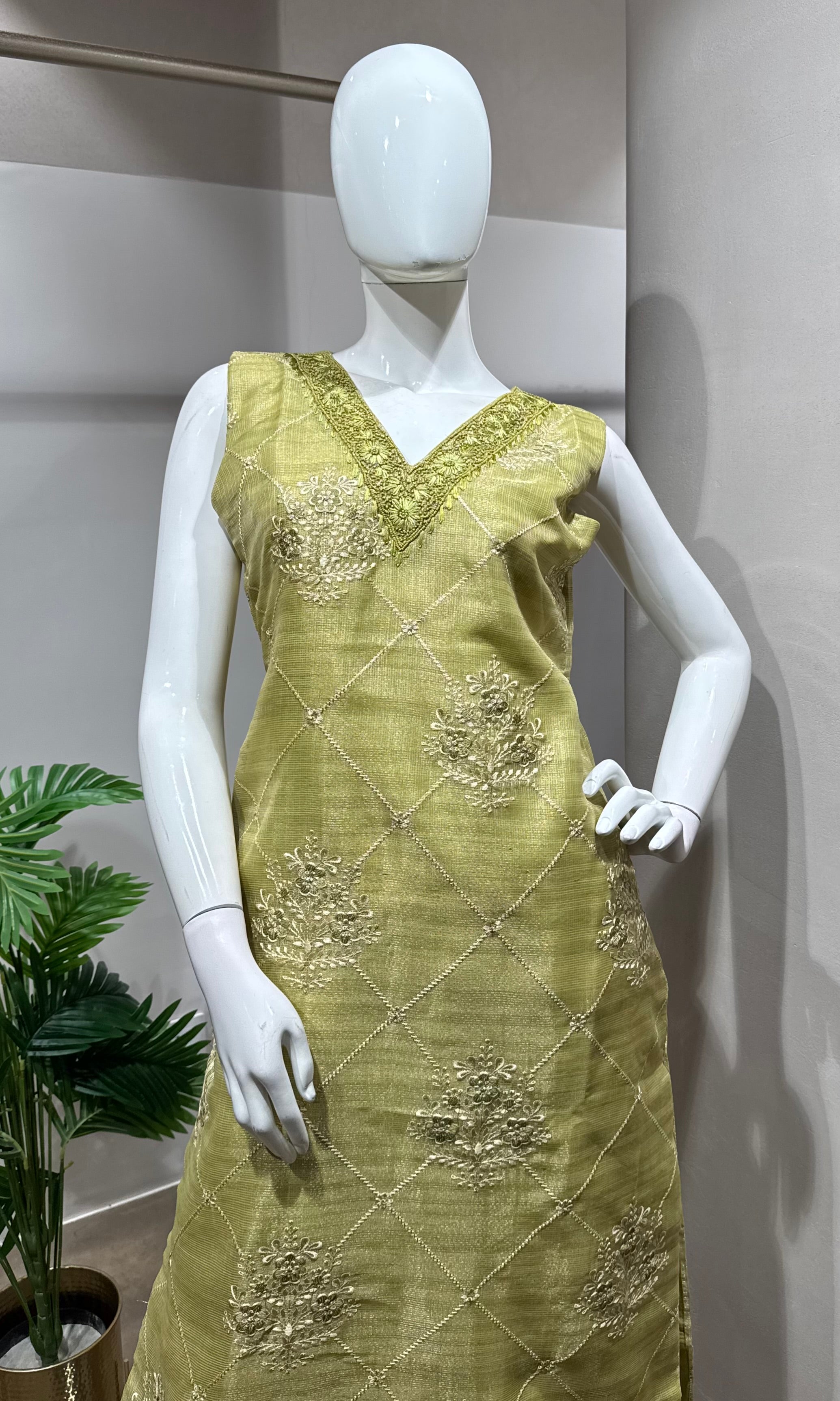 light Green Embroidered Kurta Set
