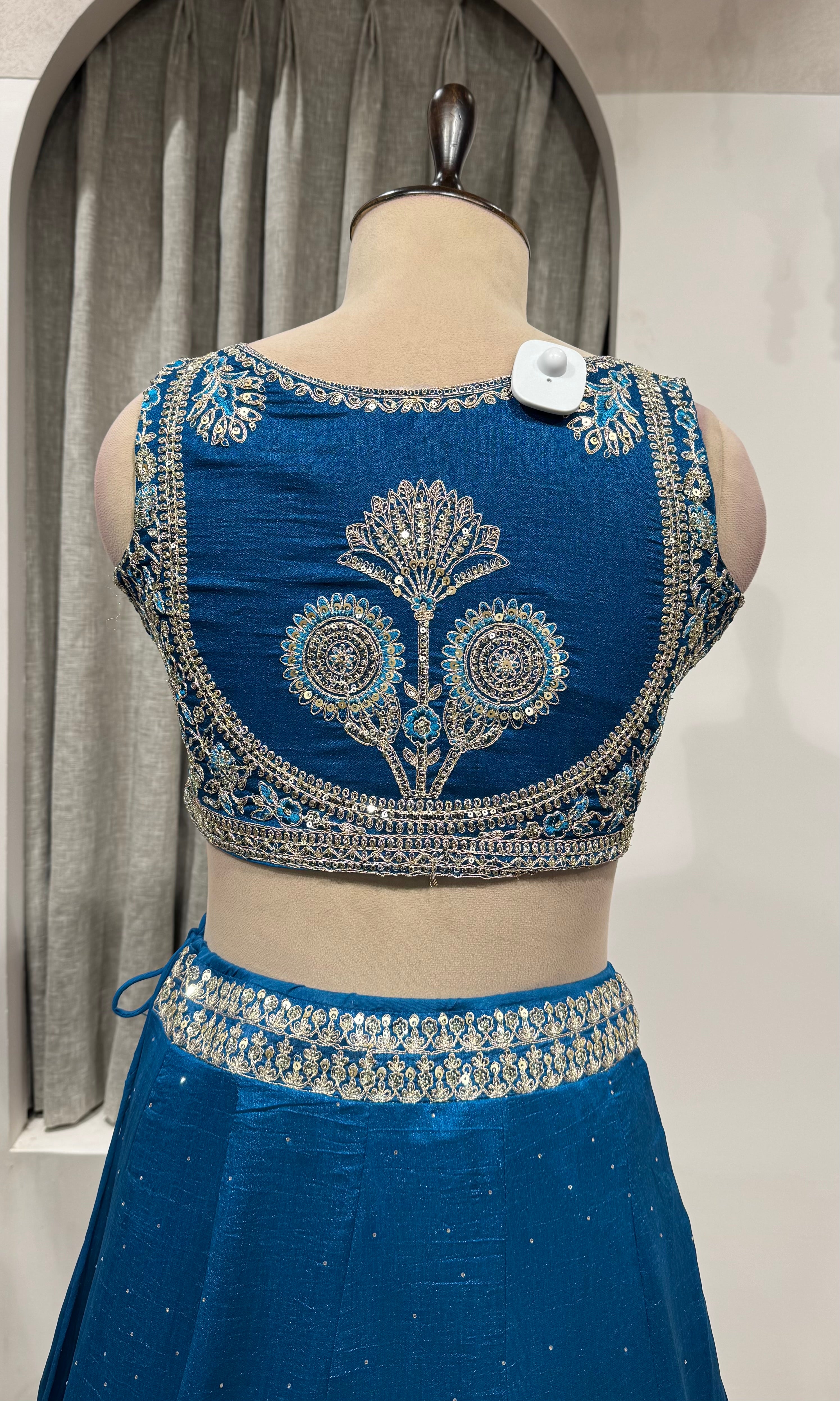 Teal Blue Georgette Lehenga Choli