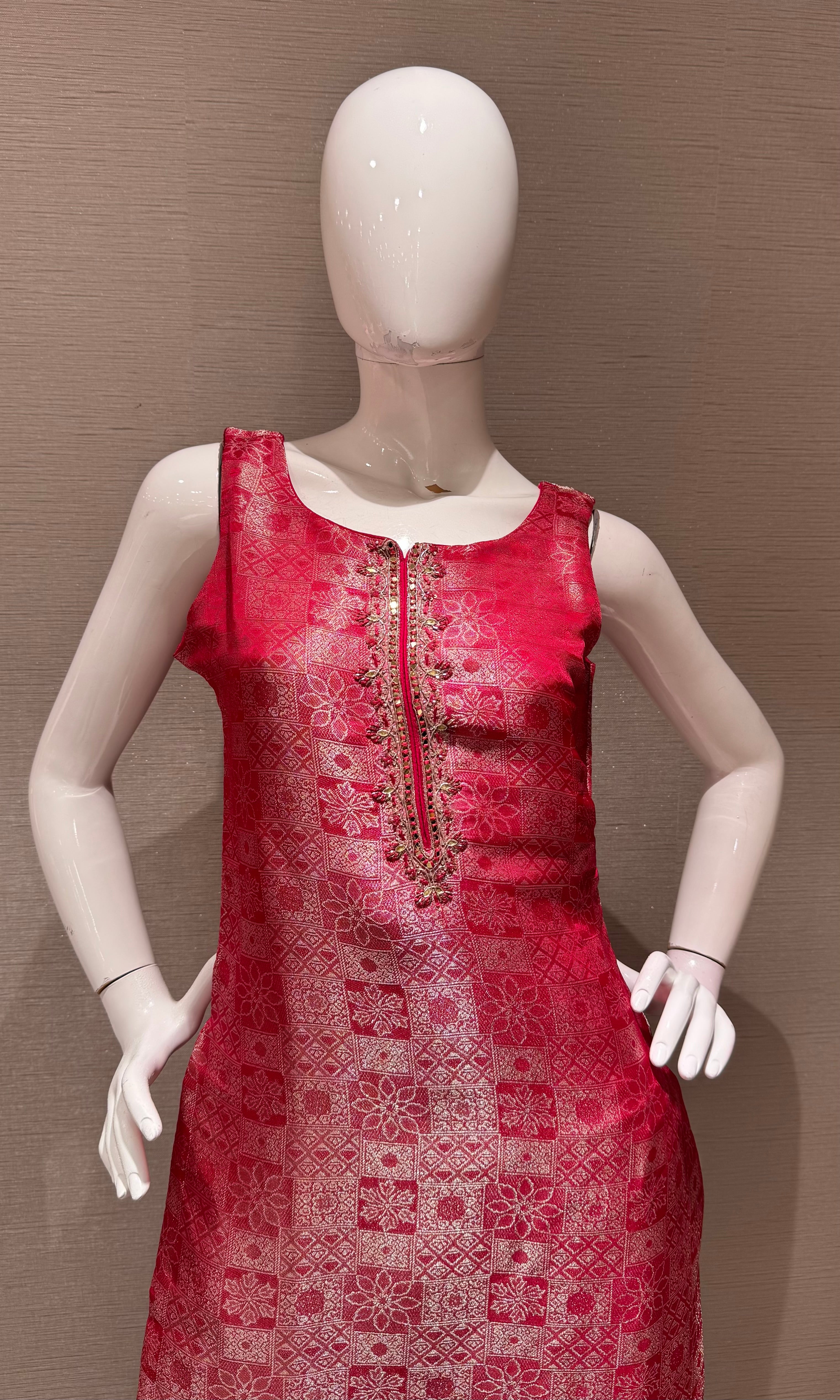 Rani pink banarasi kurta set