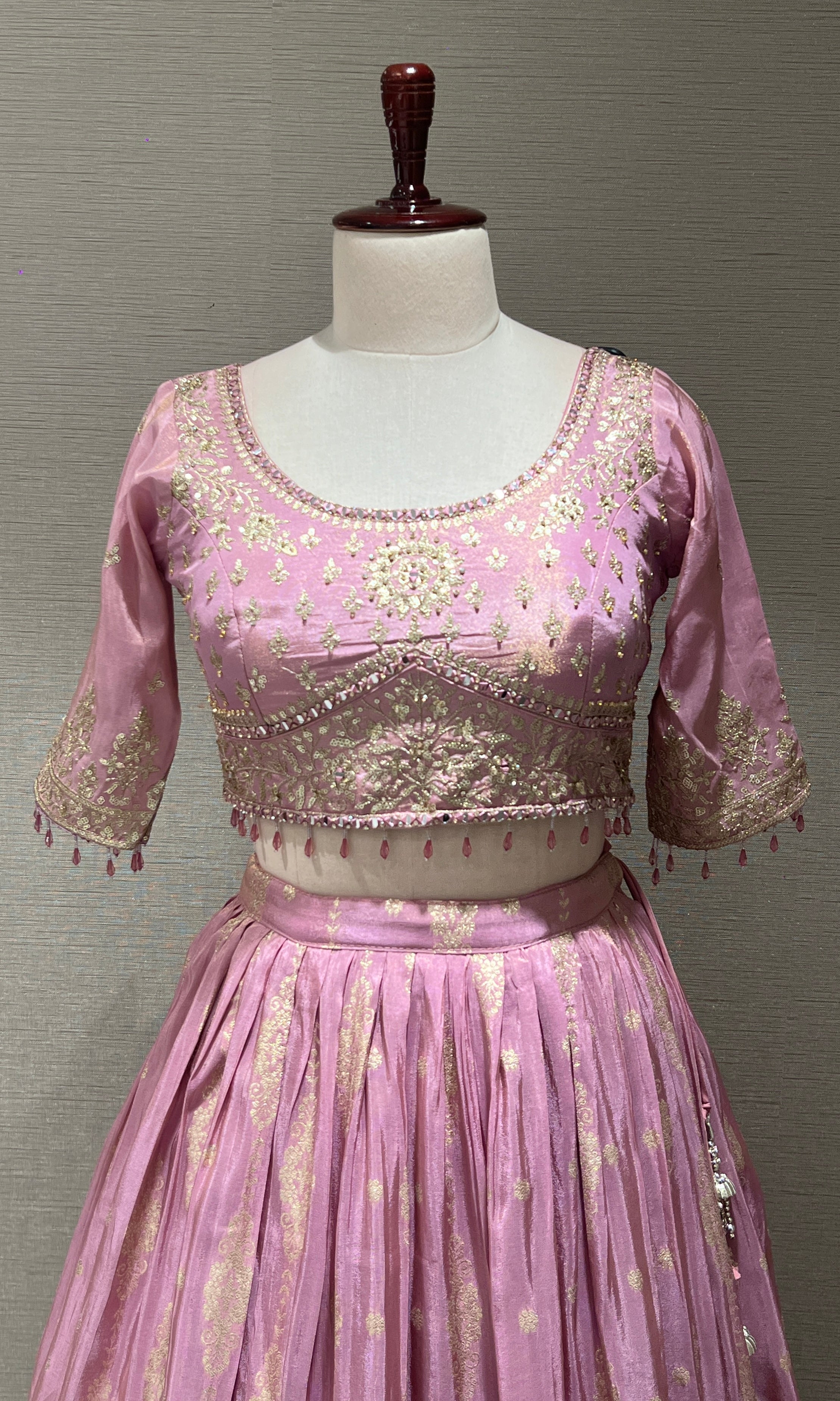 Blush Pink Lehenga with Golden embroidery