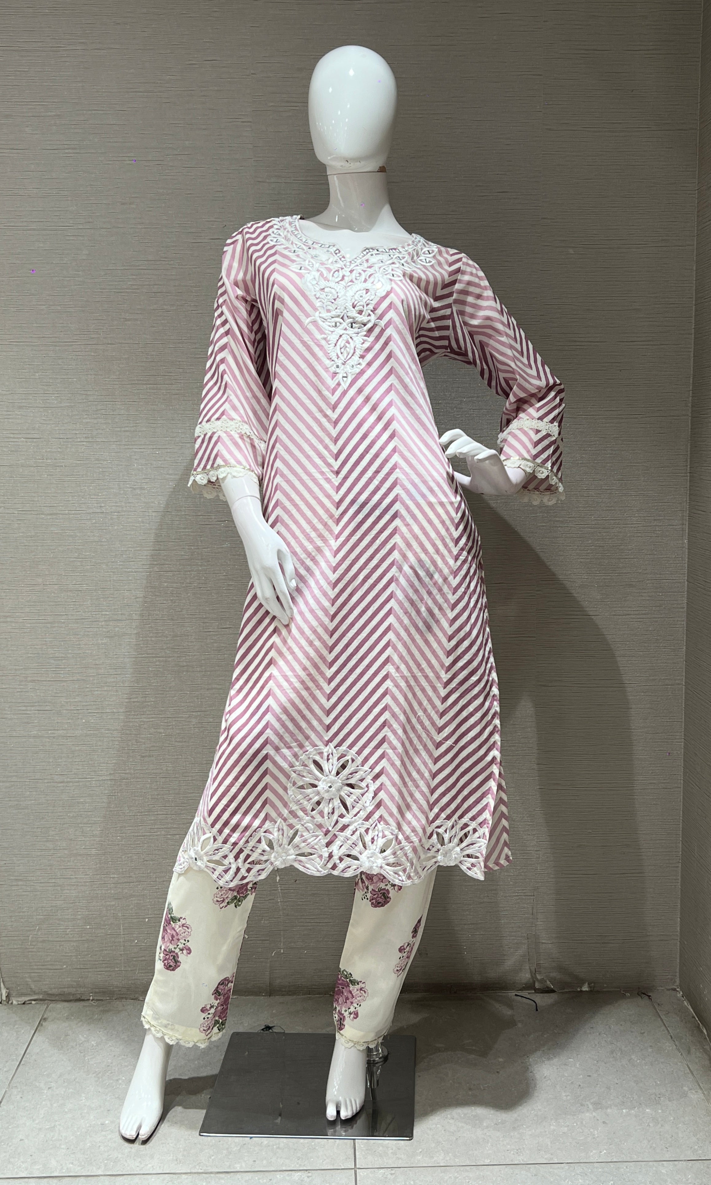 Light purple LEHARIYA ZIG ZAG kurta set