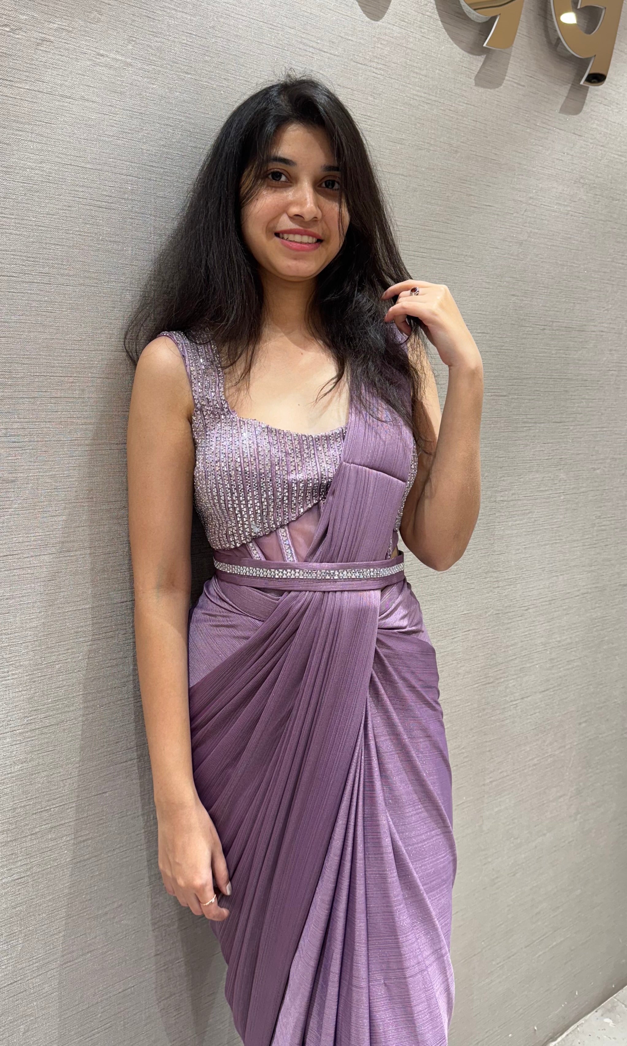 Light purple drape saree WITH CORSET BLOUSE