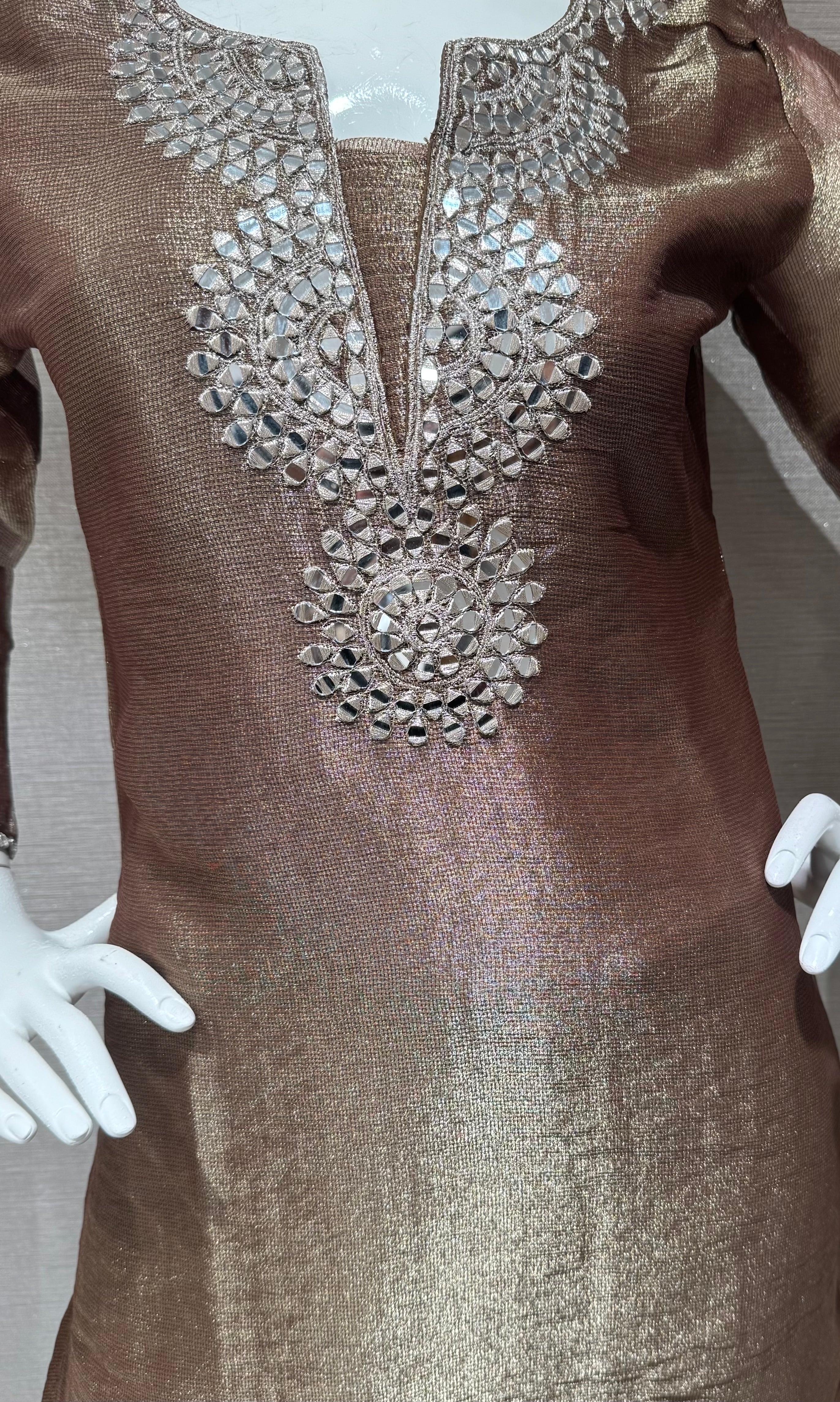 Brown Shimmering Silver Embellished Palazzo