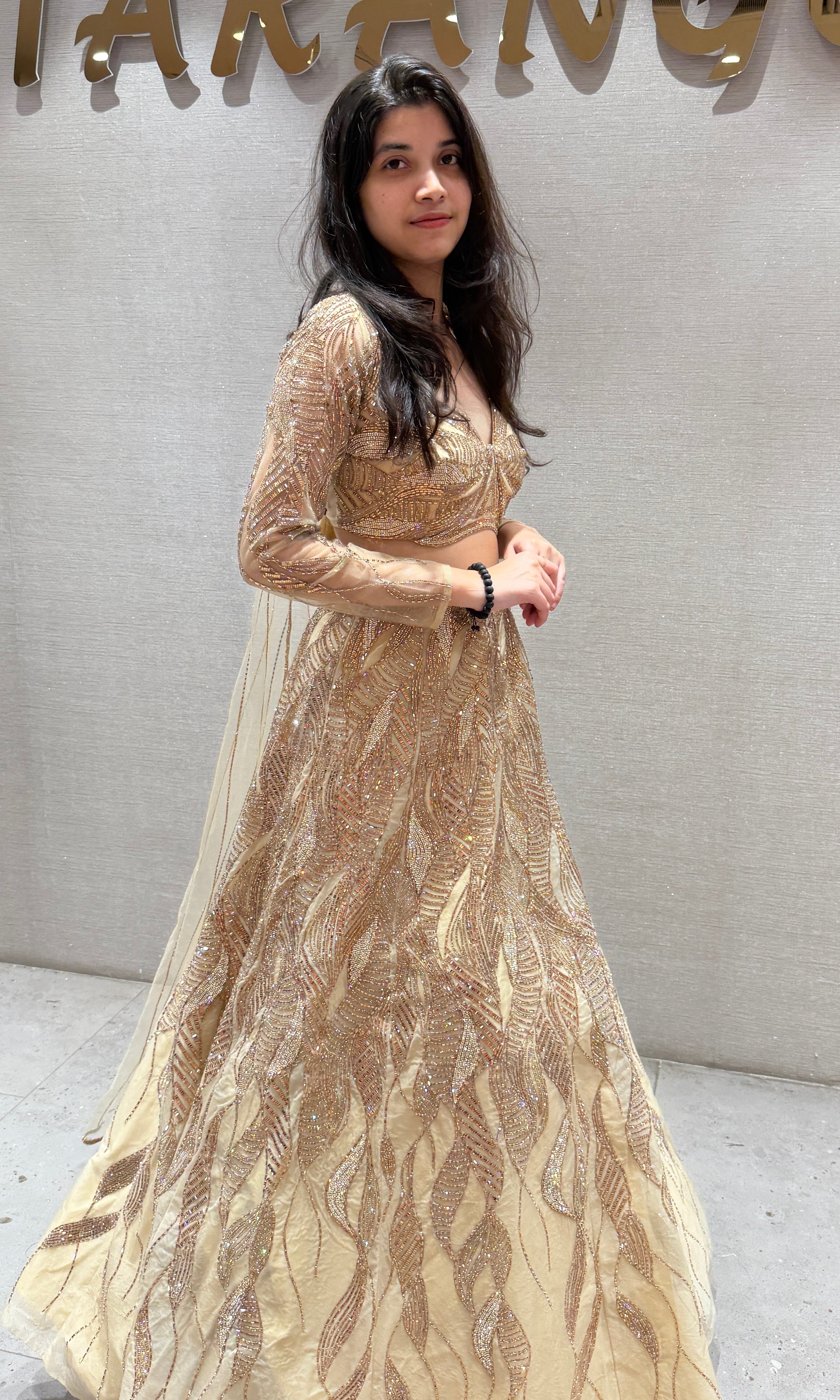 Elegant Gold Embroidered Lehenga