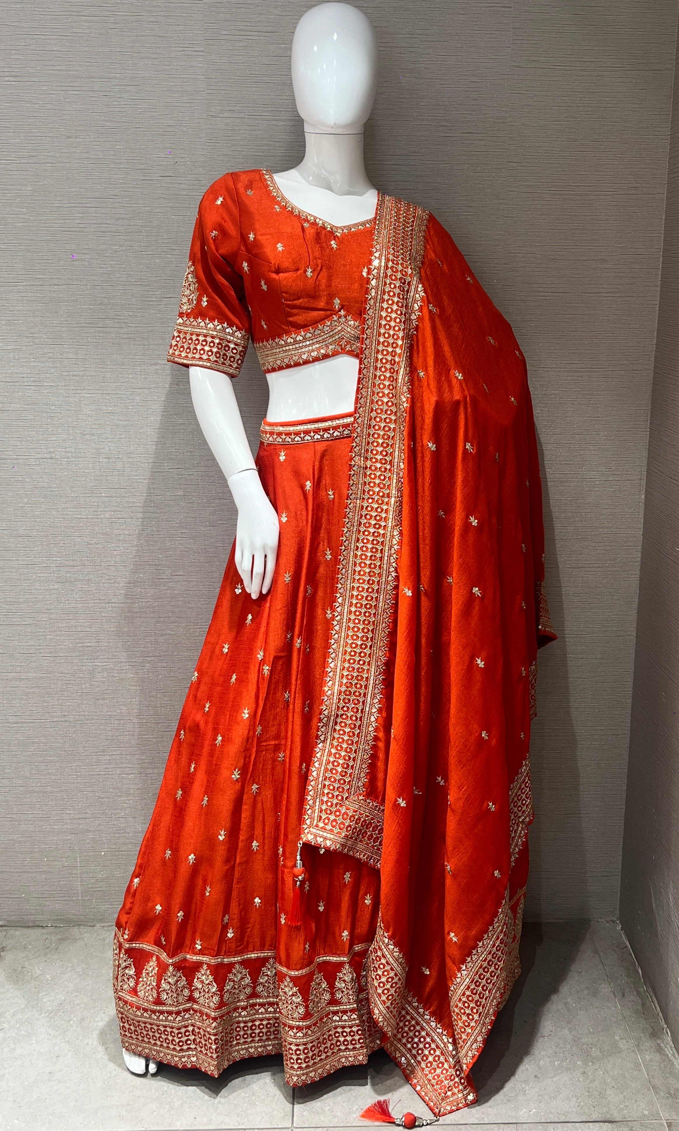Orange croptop Lehenga