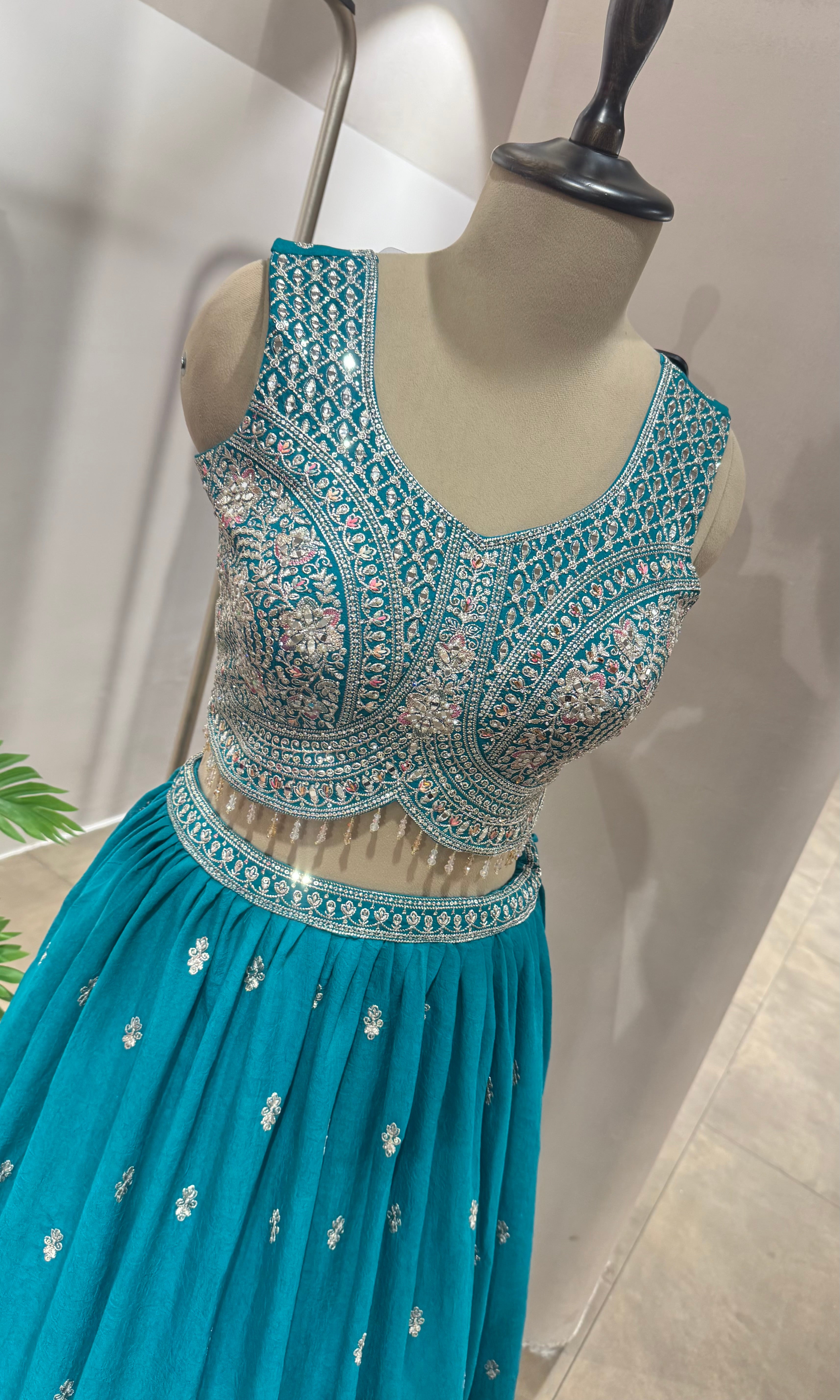RAMA Blue Elegant Embroidery Lehenga