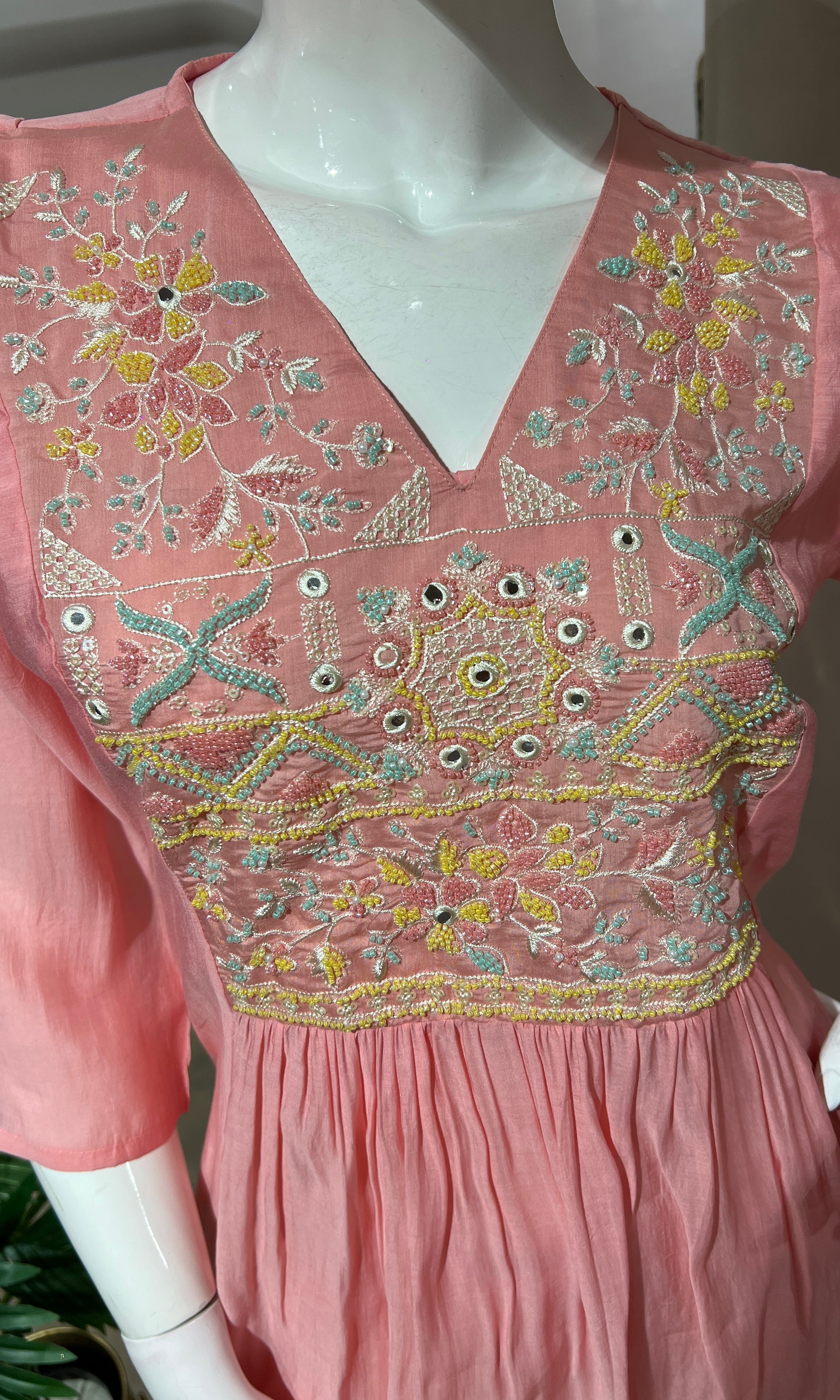 BLUSH PINK MUL CHANDERI KURTA SET