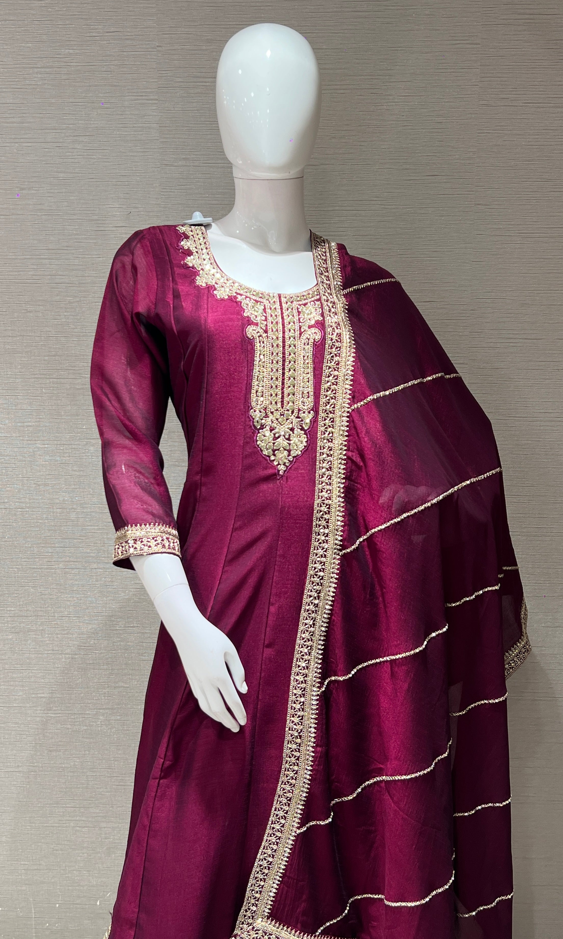Wine gold Ethnic Anarkali kurta set