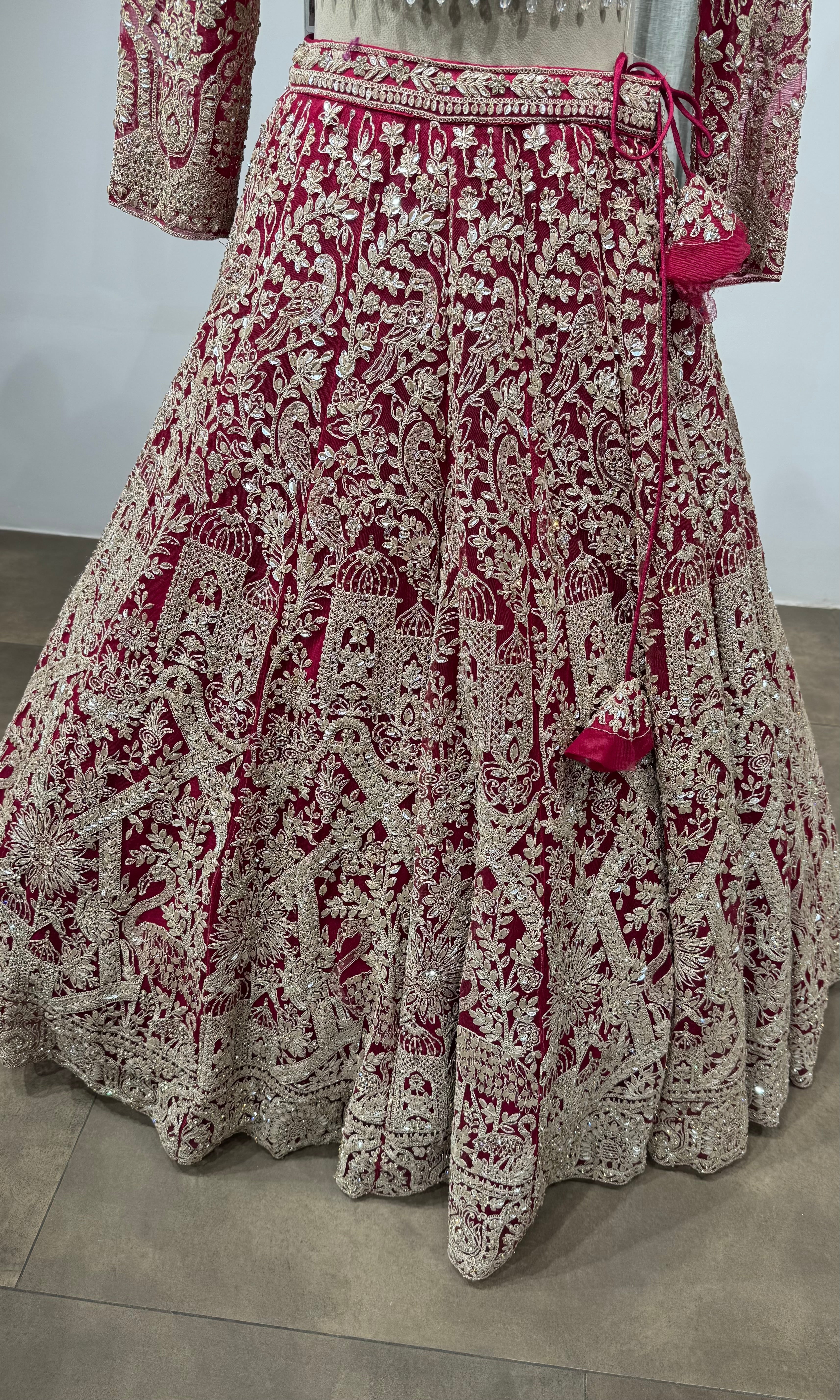 PINK Bridal Lehenga with Floral Embroidery