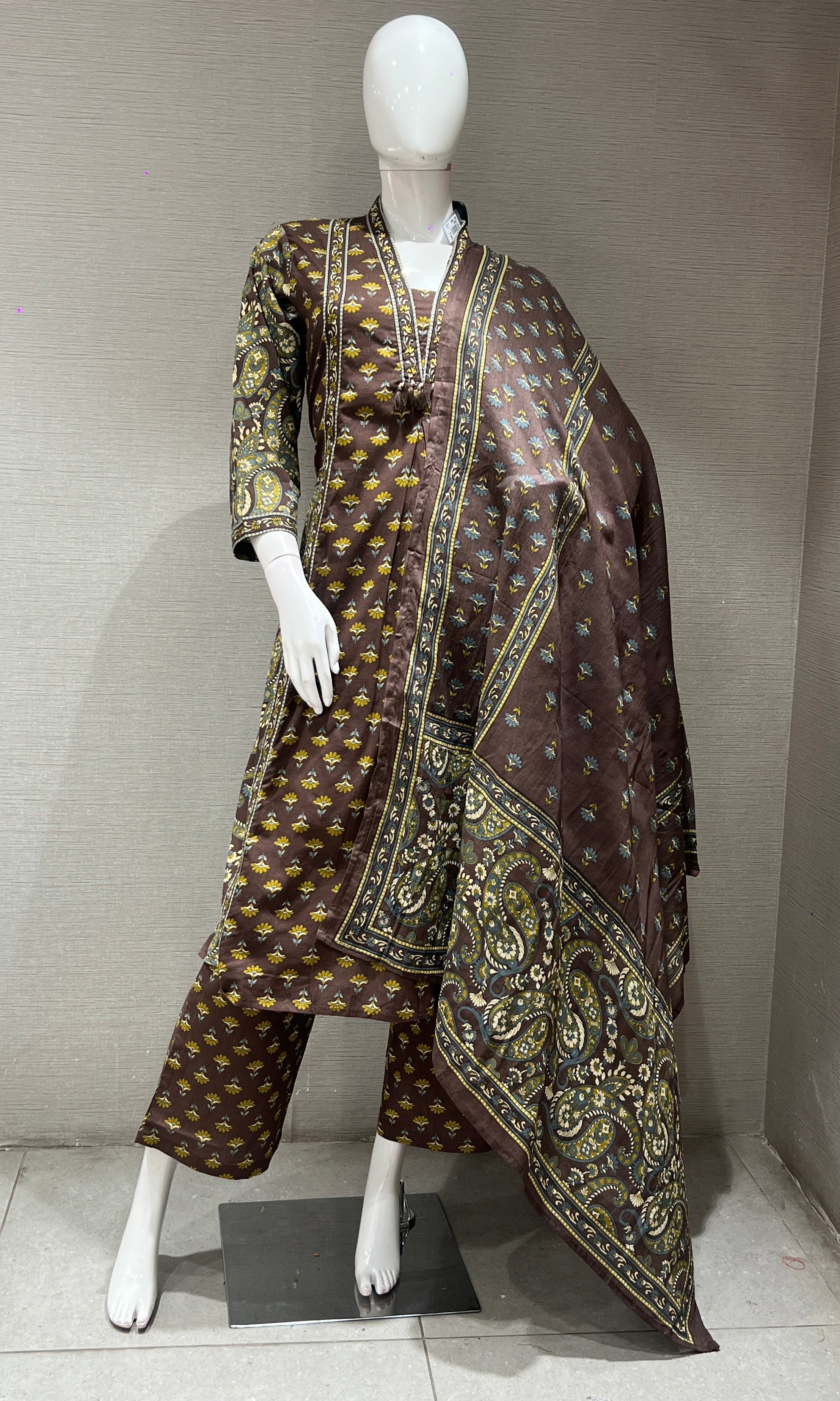 Brown A LINE KURTA SET