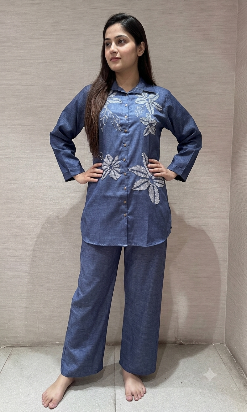 Blue Floral Cord set