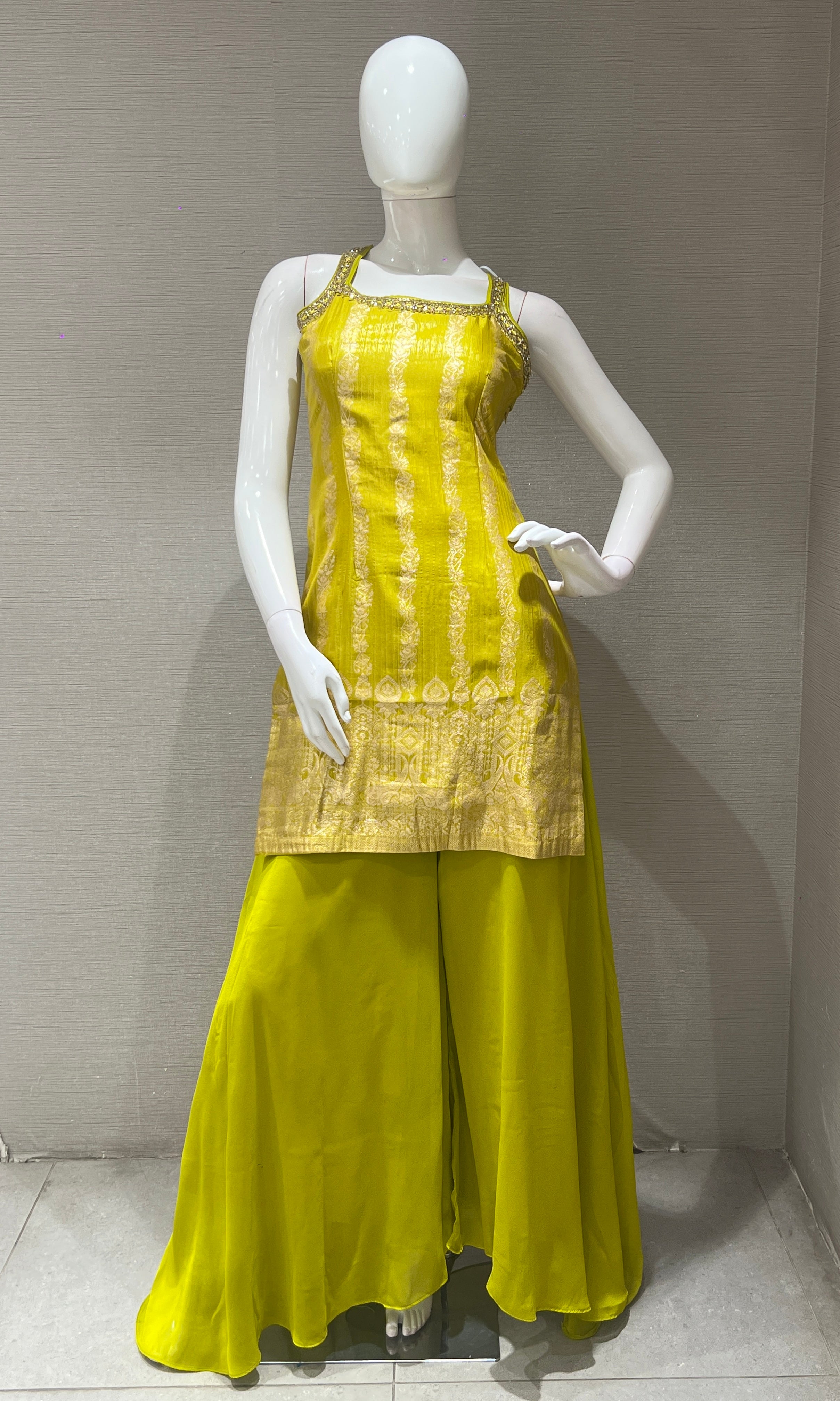 MEHENDI GREEN AND Gold Sharara Set