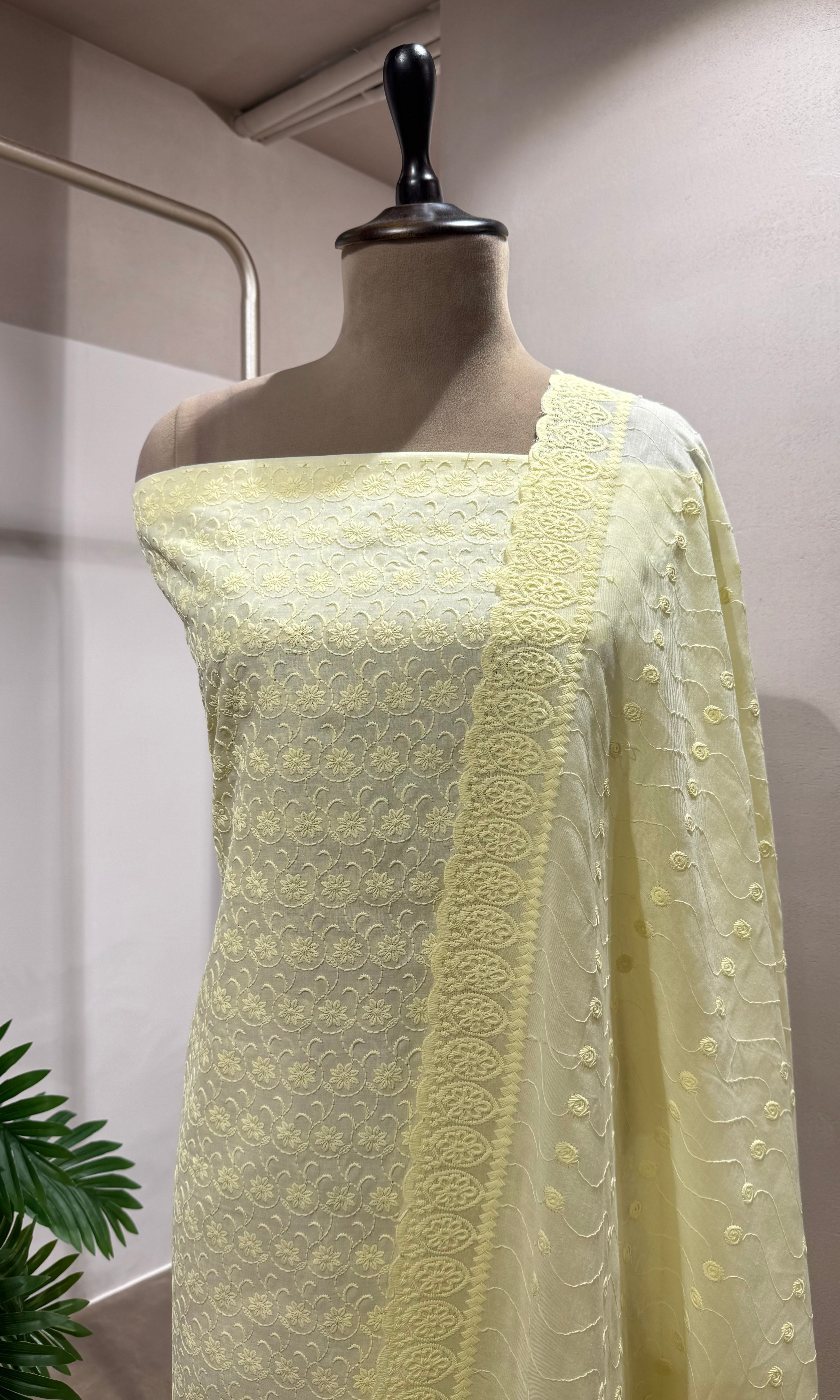 LIGHT YELLOW Georgette Dress Material