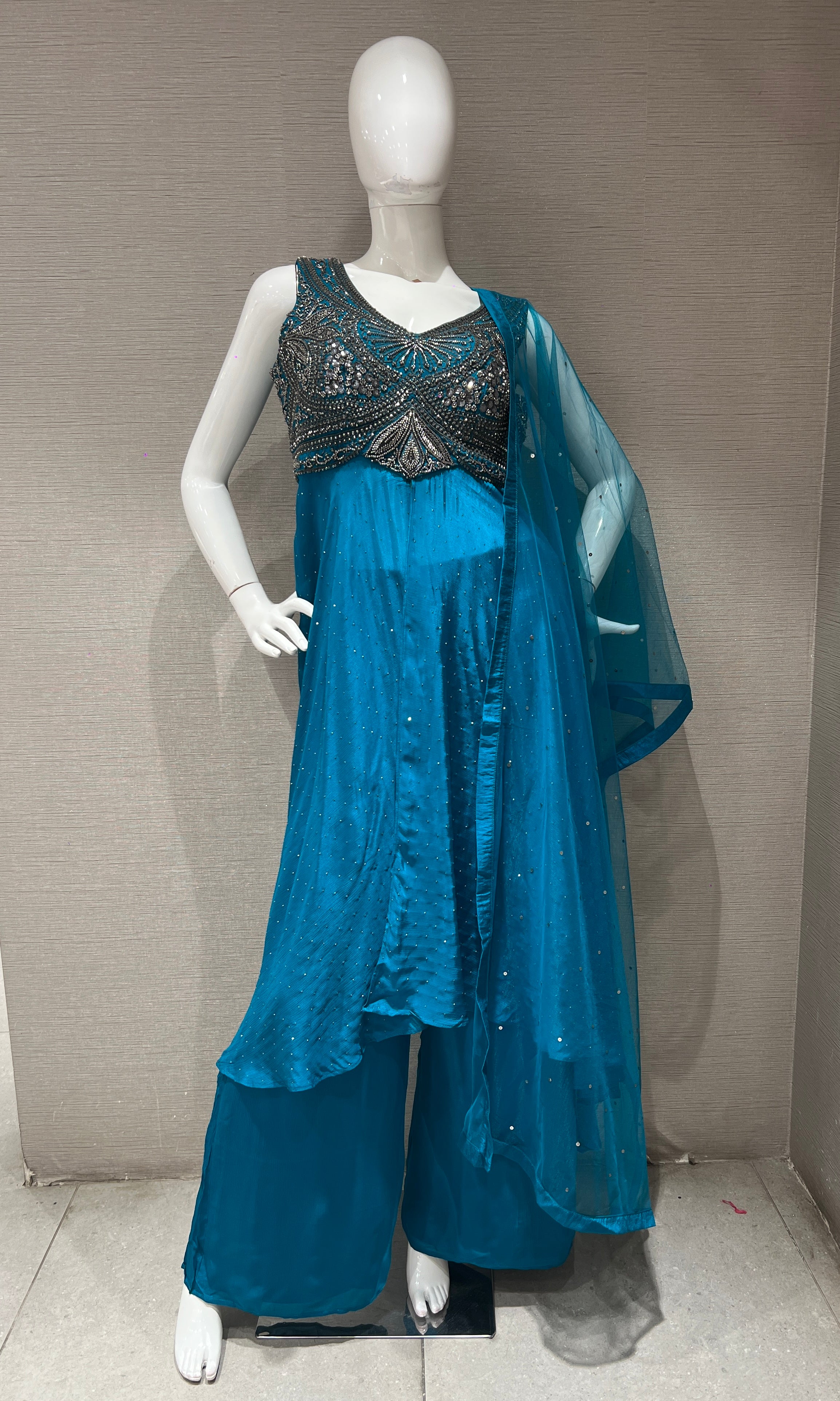 Rama Shimmer anarkali with palazzo pants