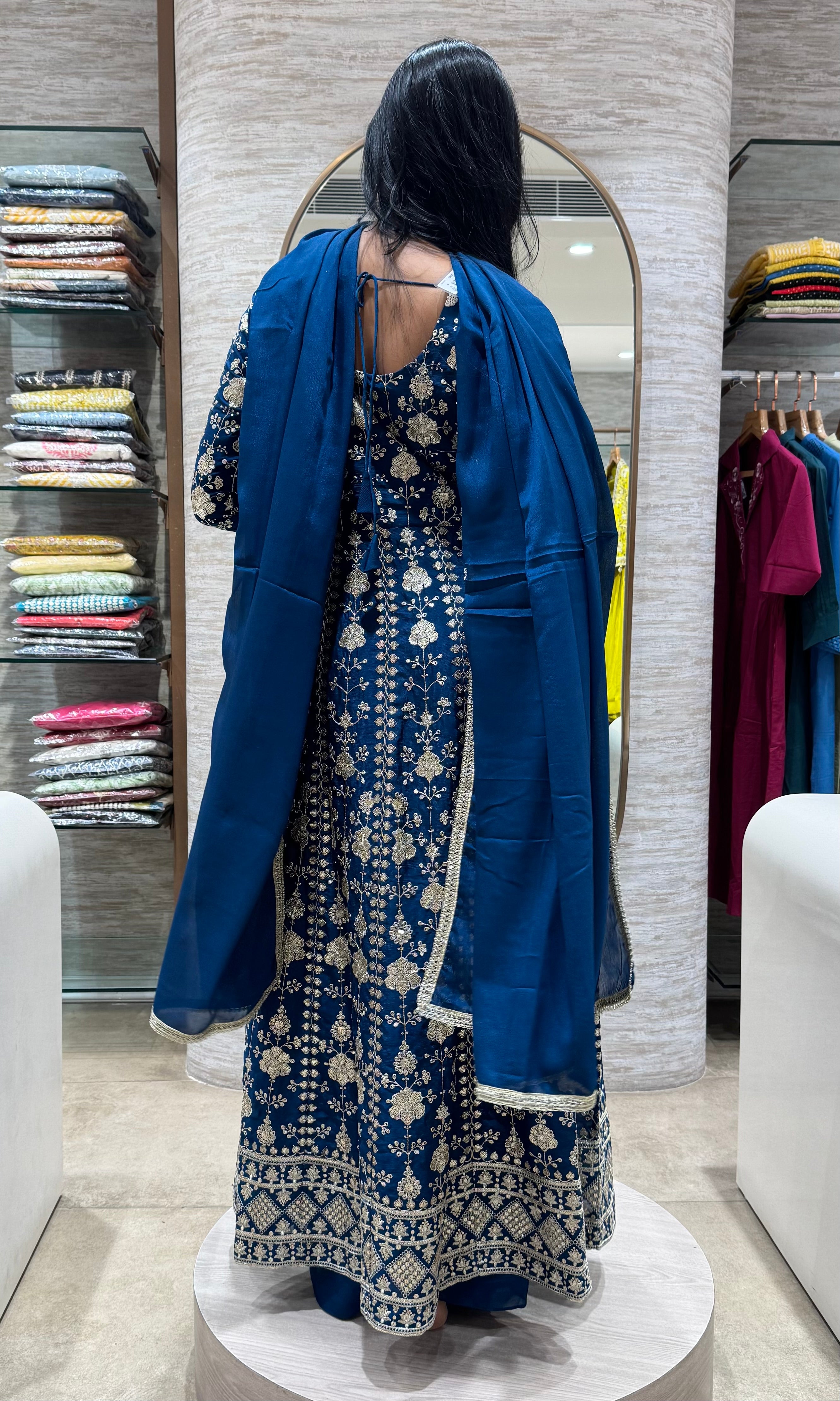 Peacock Blue EMBROIDERED ANARKALI SET