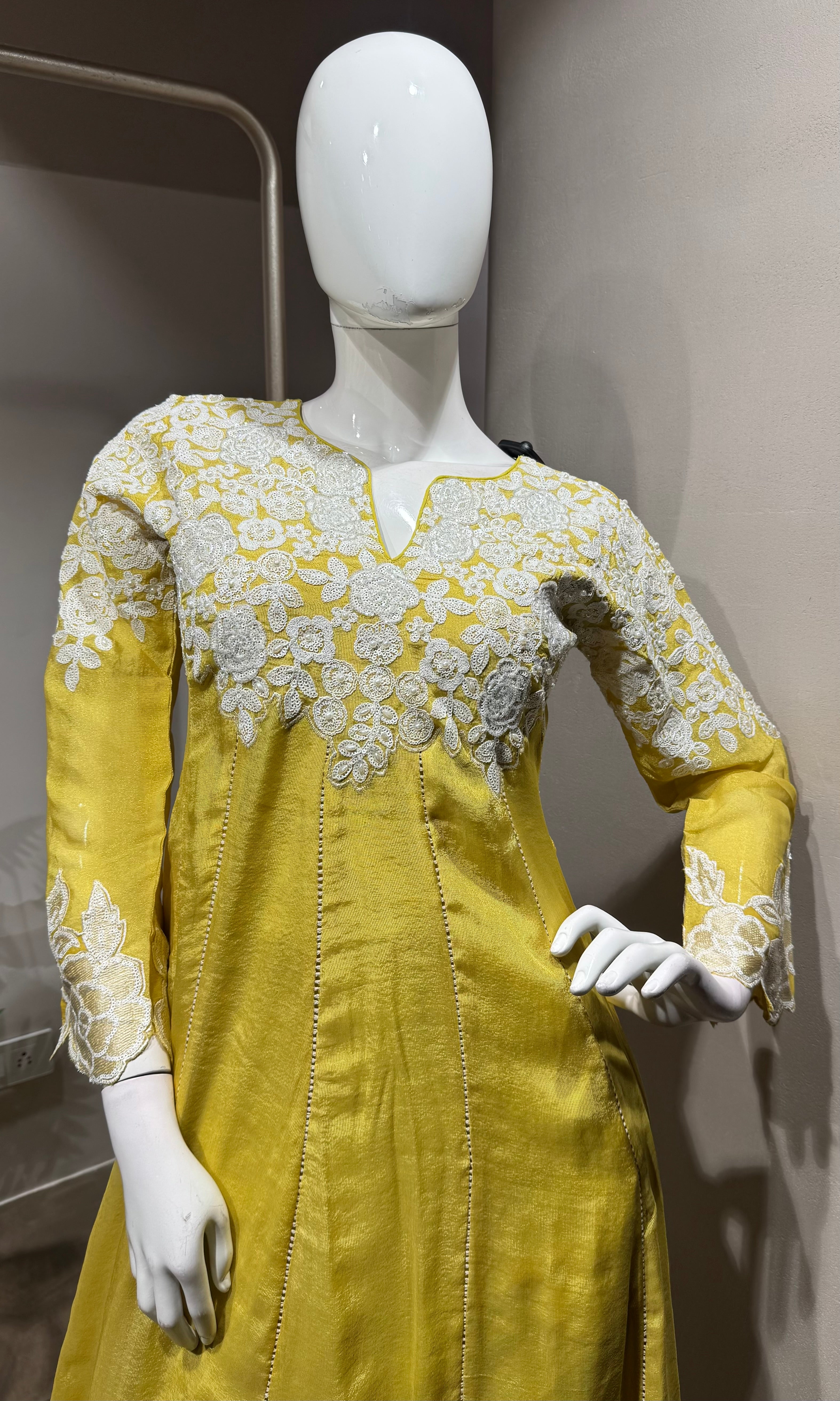 SUNSHINE Yellow Embroidery ANARKALI Set