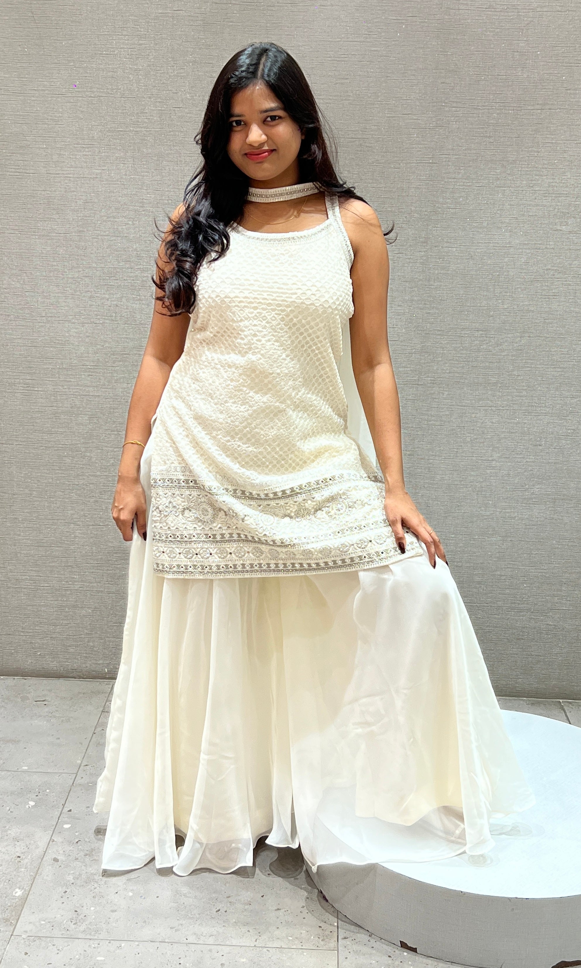 Ivory Cream Embellished Sharara set