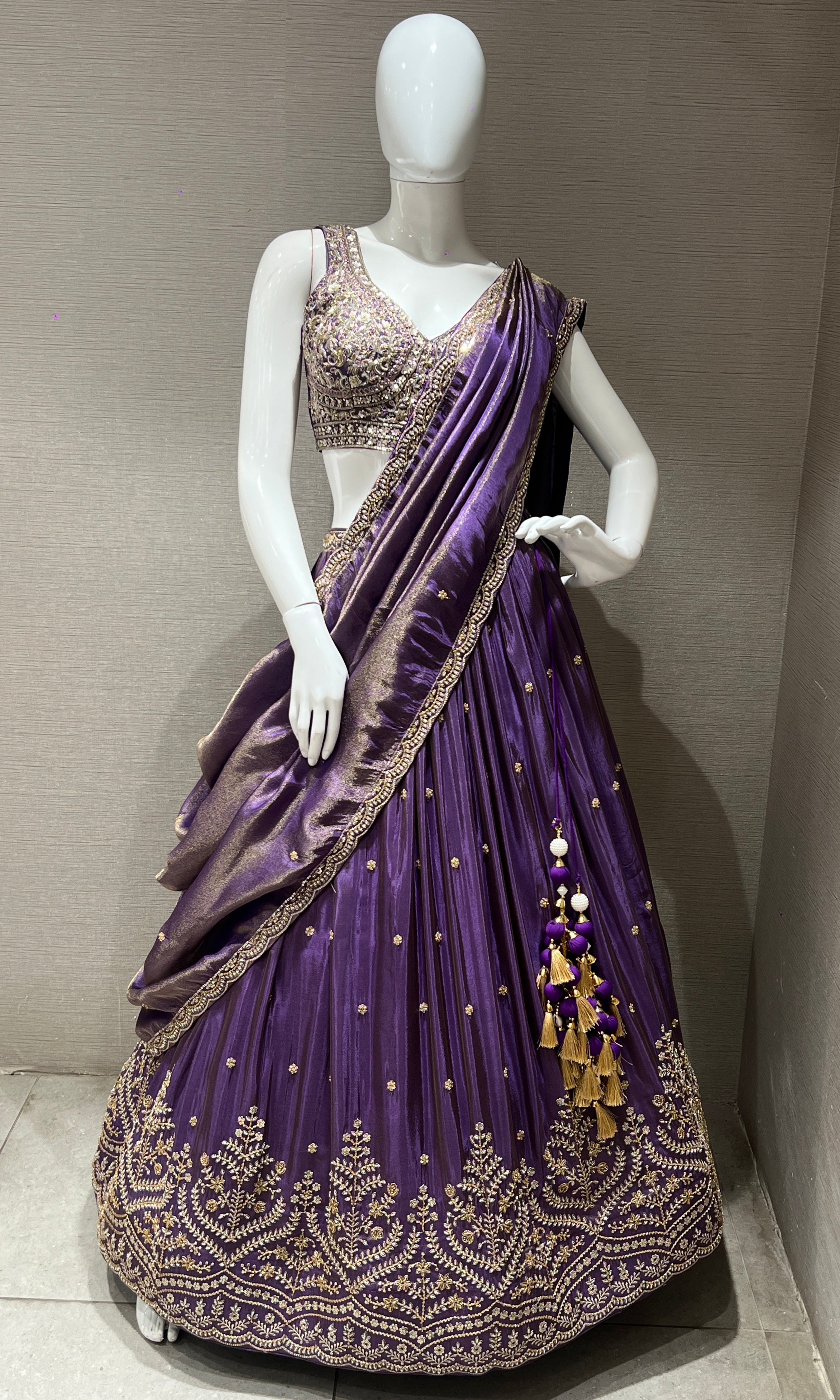PURPLE LEHENGA WITH INTRICATE EMBROIDERY
