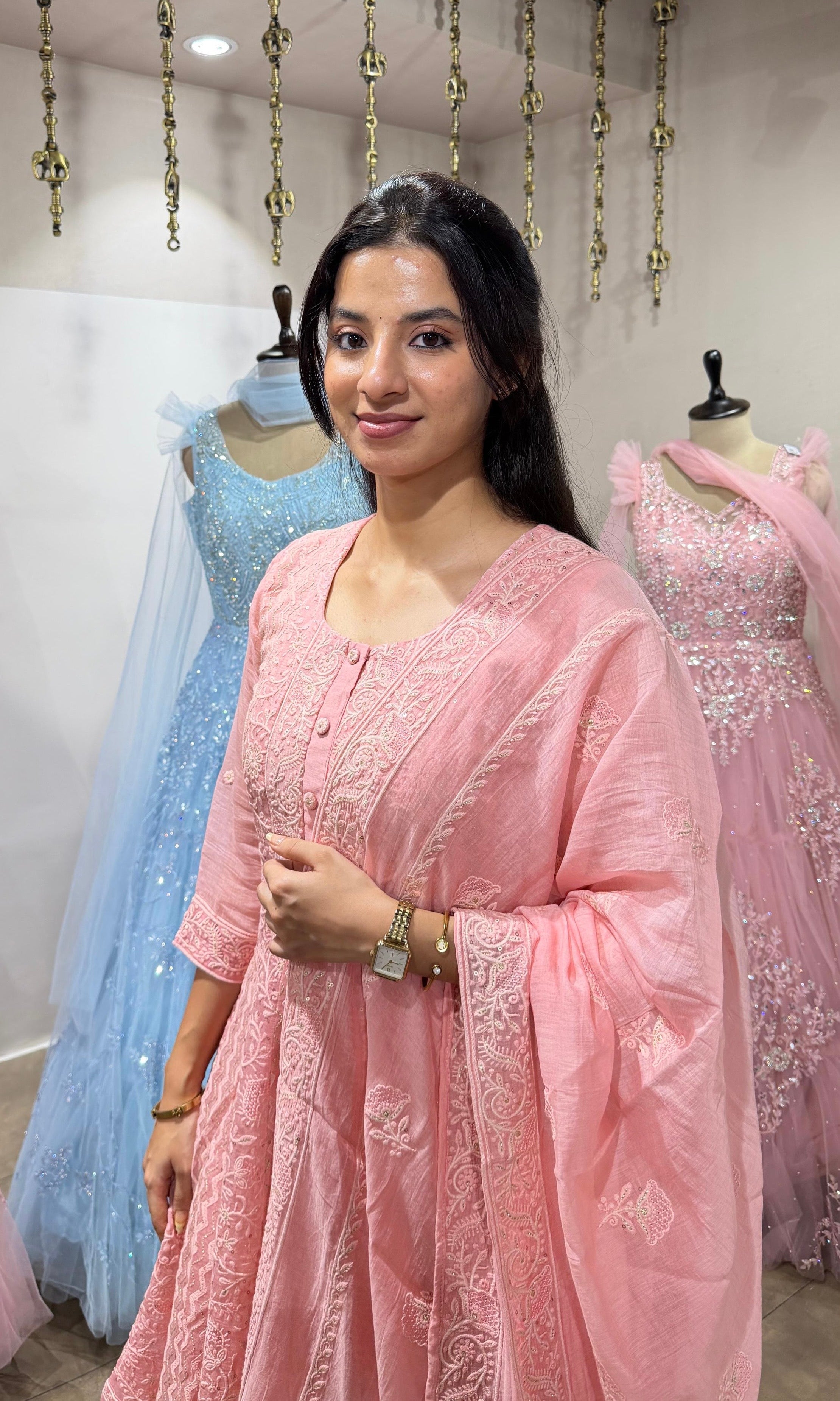 BLUSH PINK EMBROIDERY ANARKALI SET