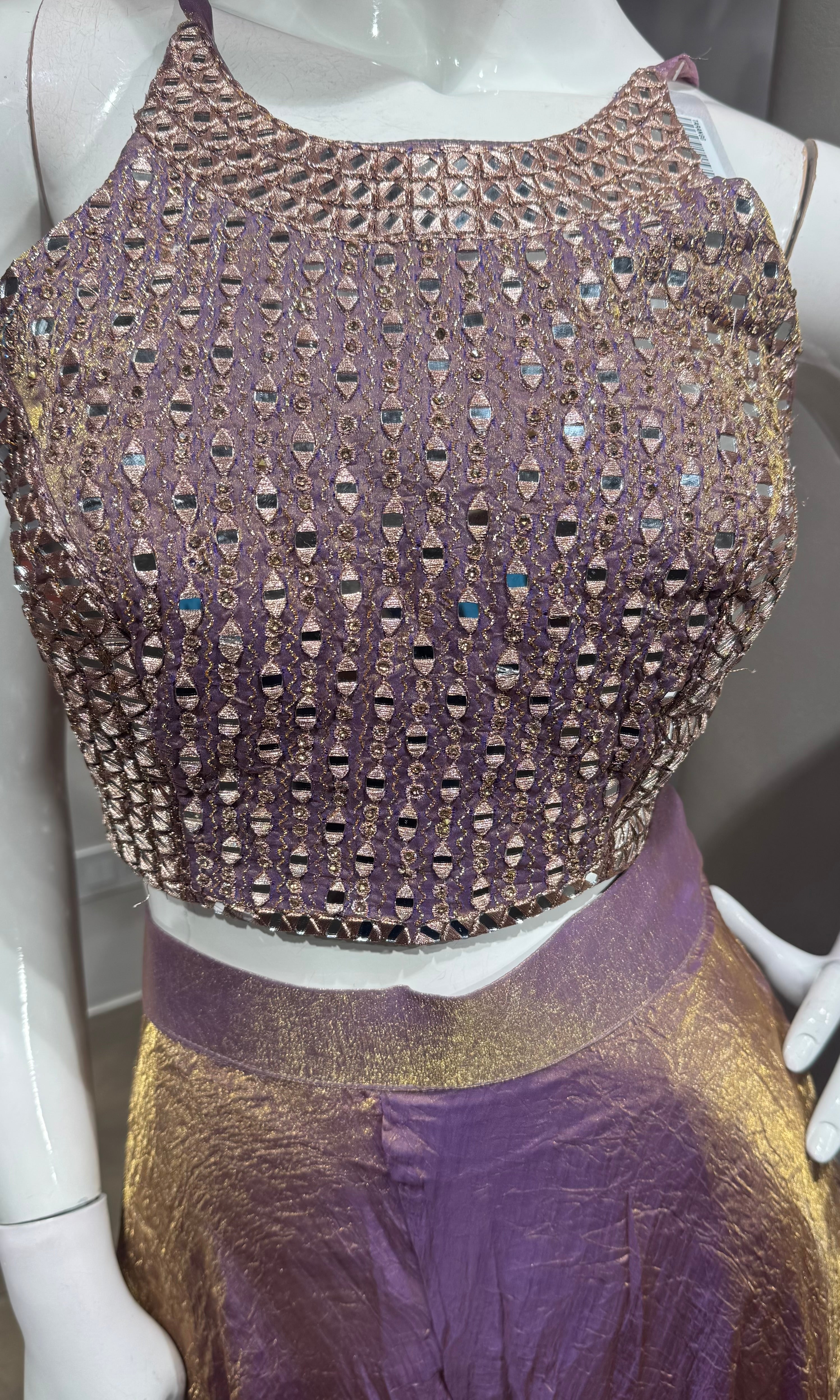 Lavander embellished halter-neck palazzo set