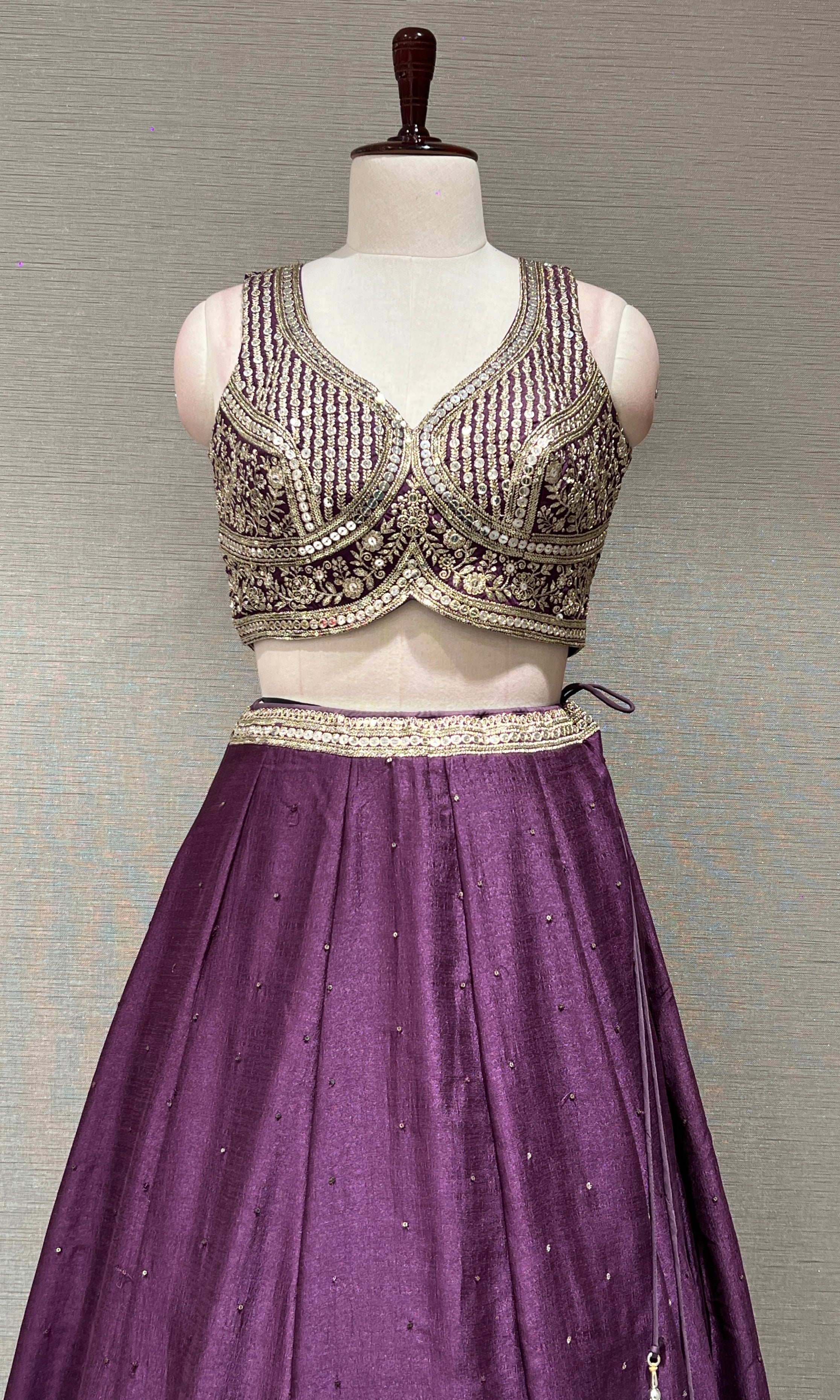 Wine GOLD EMBROIDERED Lehenga
