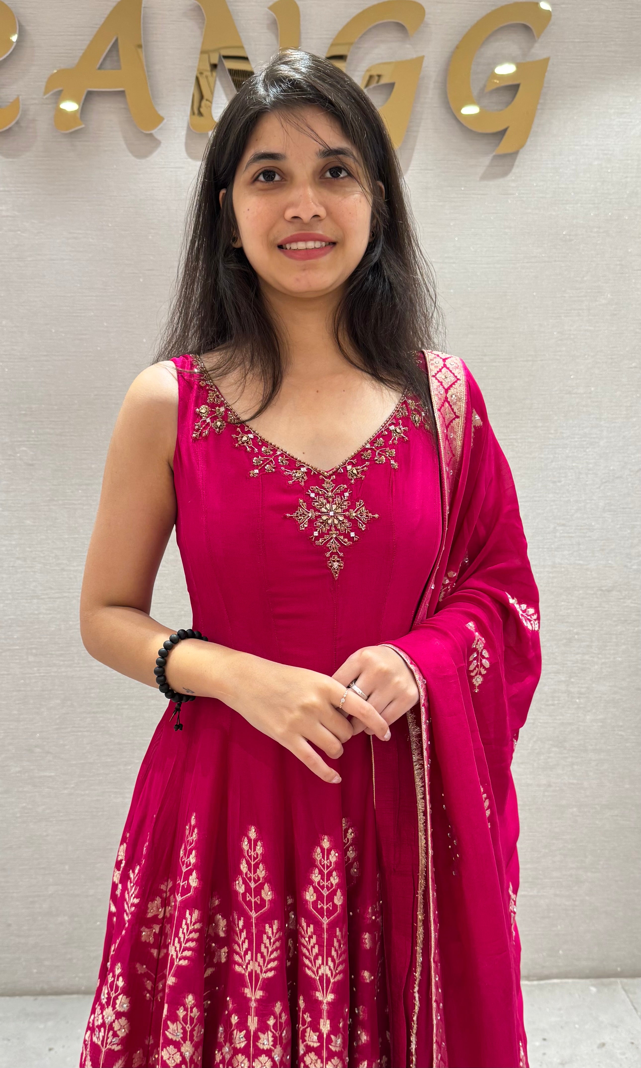 Rani pink EMBROIDERED Anarkali