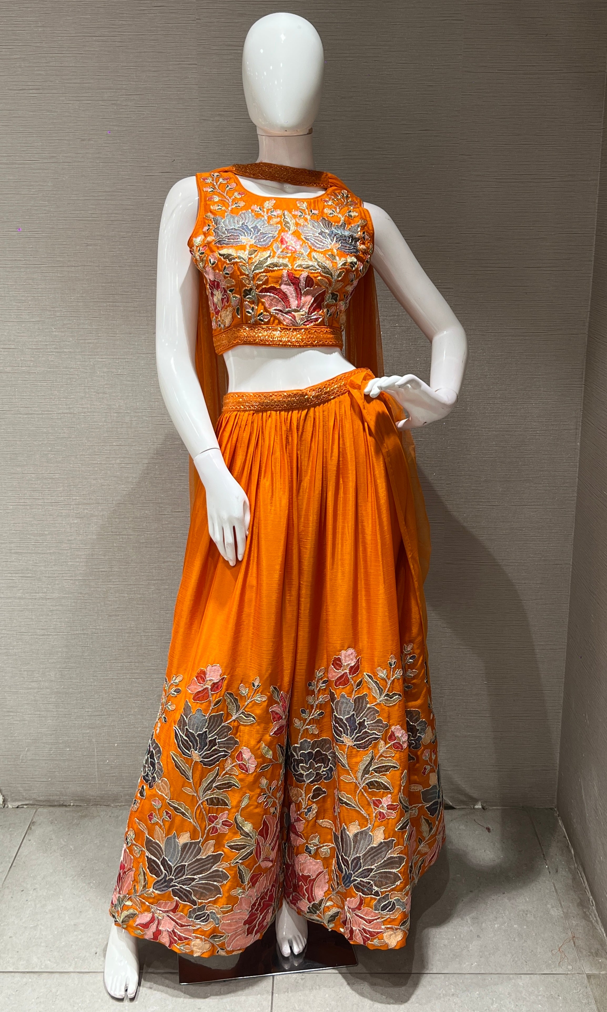 ORANGE FLORAL PALAZZO SET