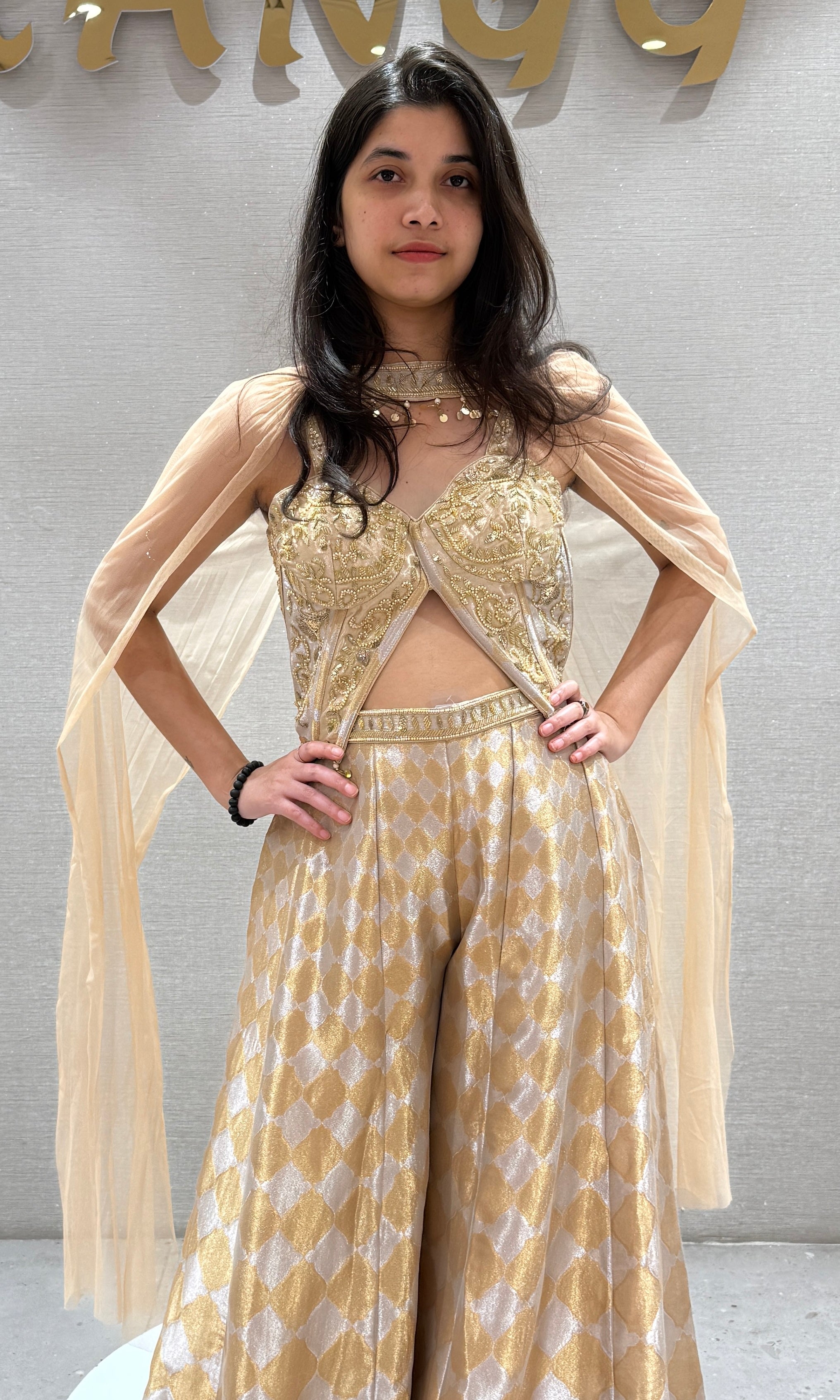 Gold Cape Style Palazzo set