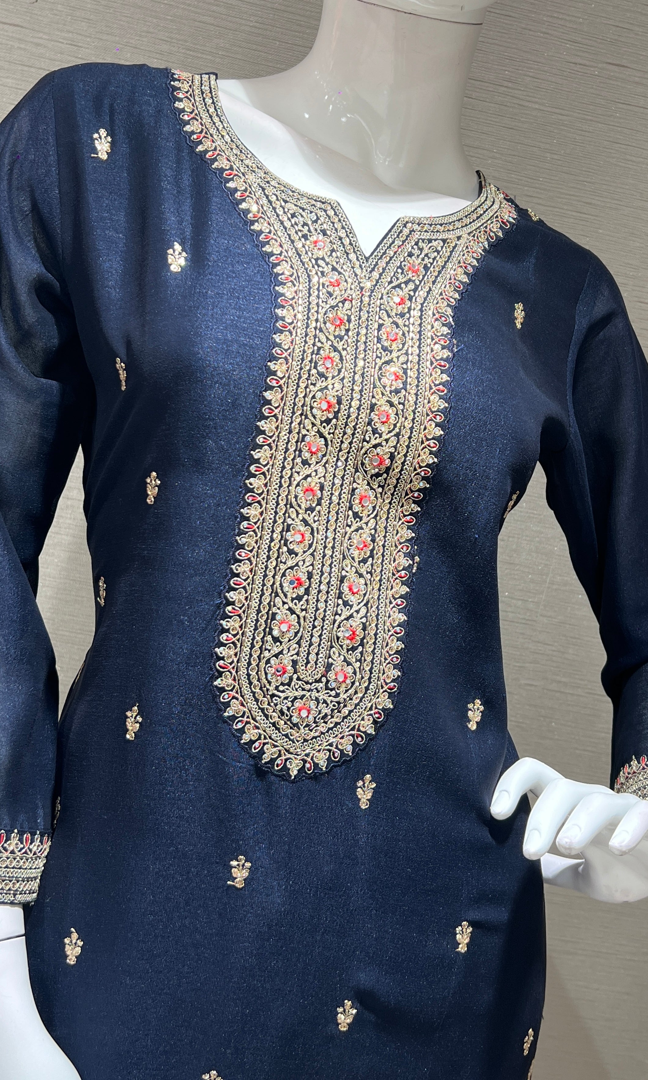 Navy blue GOLD EMBROIDERY kurta set
